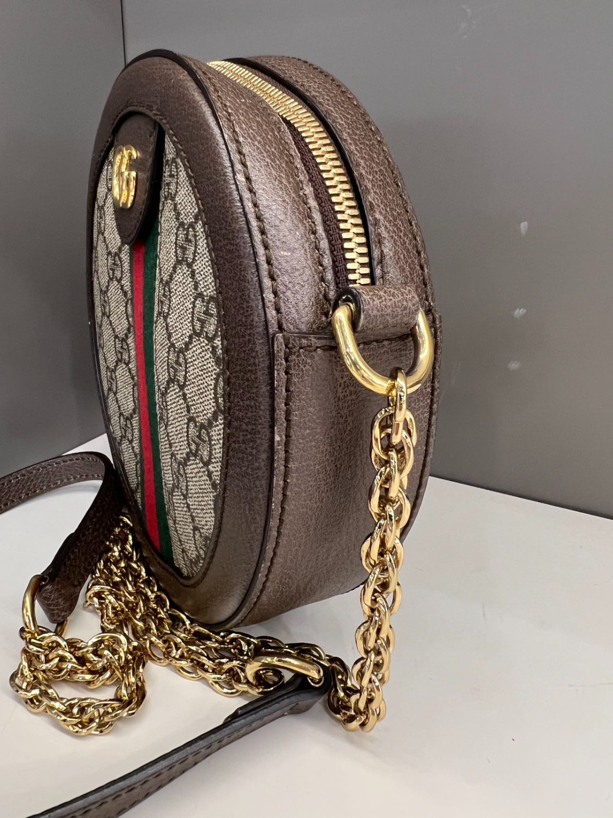 Authentic Gucci Ophidia GG Round Shoulder Bag GG Supreme Canvas Crossbody Bag
