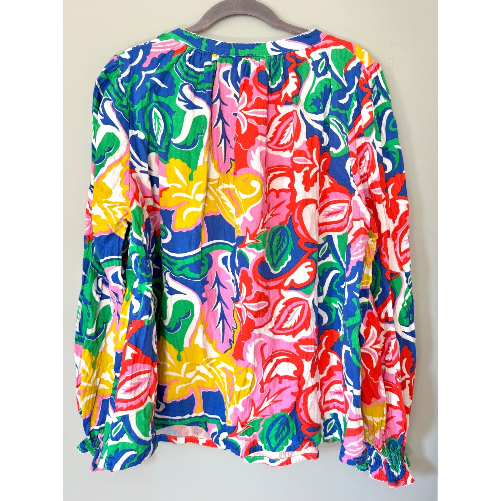 Boden Evie Cotton Double Cloth Floral Long Sleeve Button Up Shirt Top Size 20/22