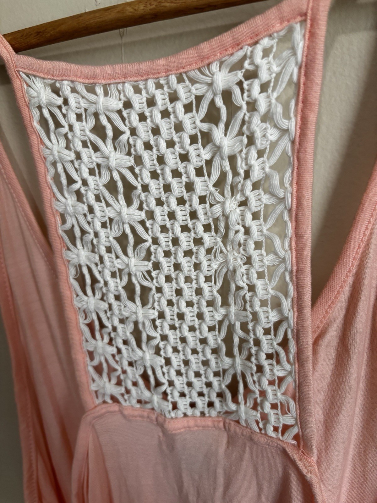 Old Navy Peach Pink Crochet Back Boho Racerback Tank Top Size L