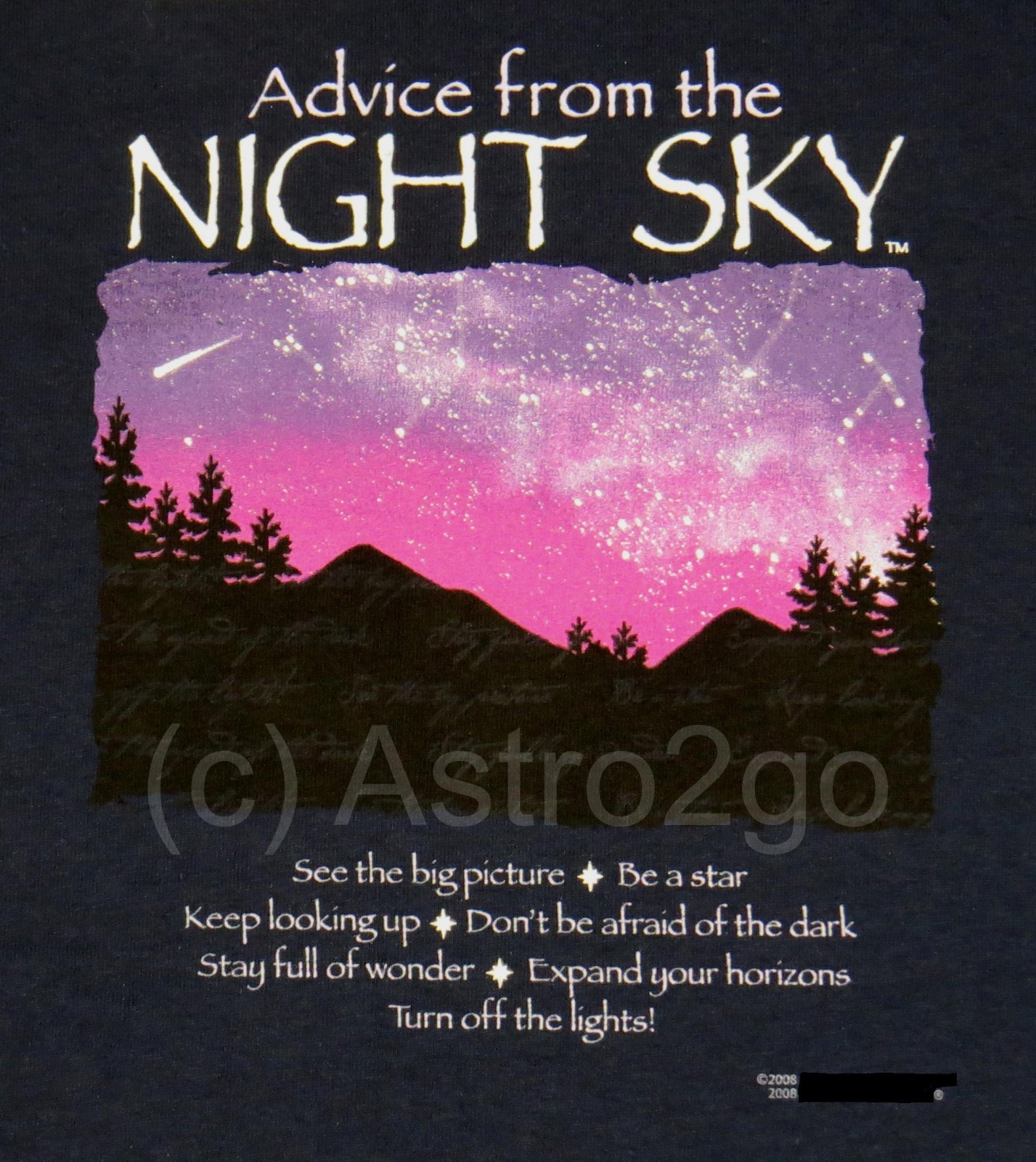 ADVICE FROM THE NIGHT SKY-Astronomy Space Stars Science Glow T Shirt S-2XL NEW!