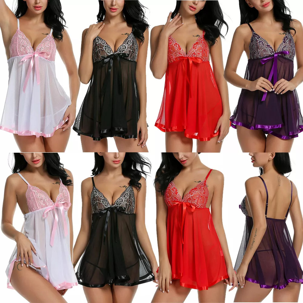 Women’s Sexy Lingerie Babydoll Sleepwear Underwear Lace Dress G-String Nightwear