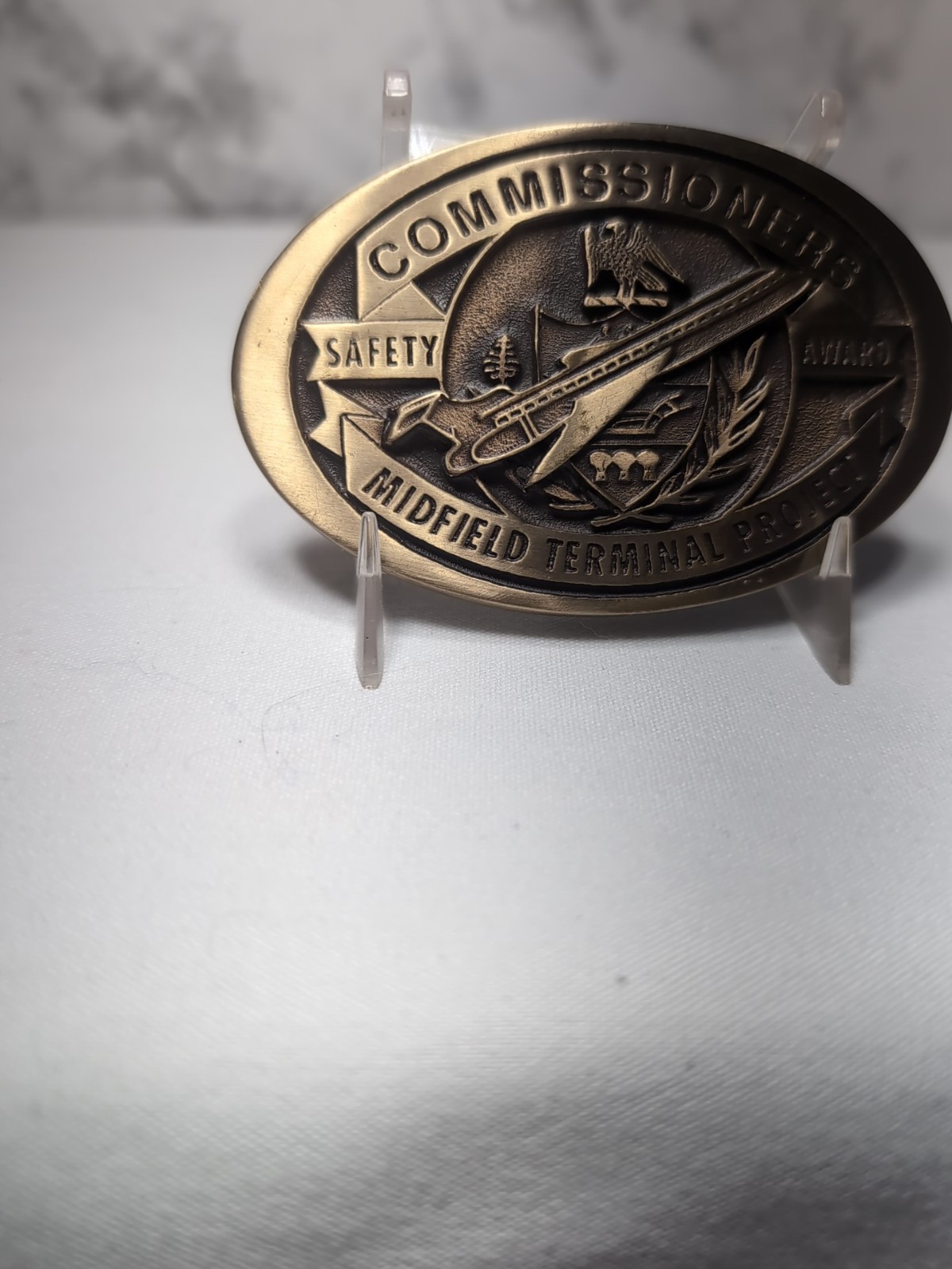 Commissioners Safety Award Midfield Terminal Project Pitts. PA Brass Belt Buckle
