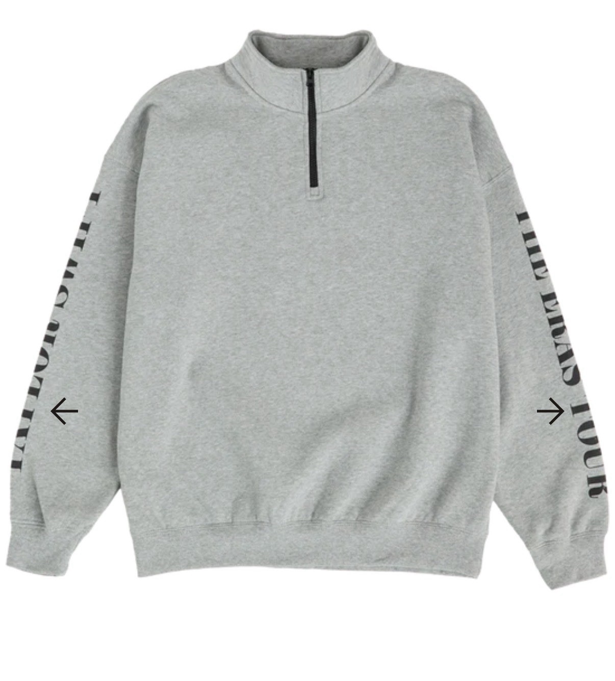 Taylor Swift Eras Tour Official Merch Quarter Zip Gray Sweatshirt XL