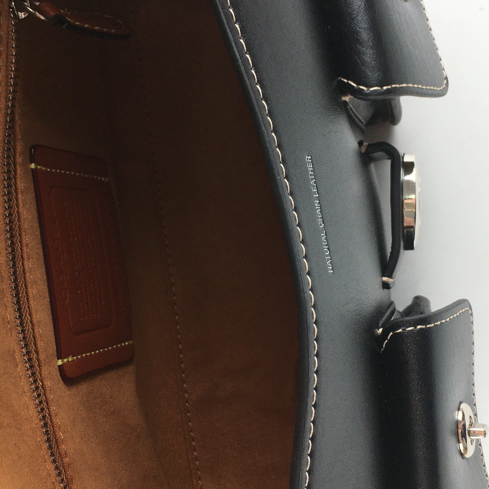 COACH CU124 Cargo Turnlock Soft Tabby Shoulder Bag Black Grain Leather Outlet