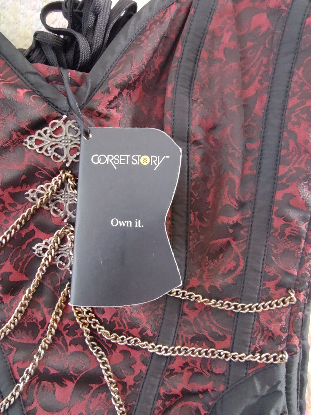 Corset Story Black/Red Steampunk Gothic Corset Side Zip Size 26 ST48