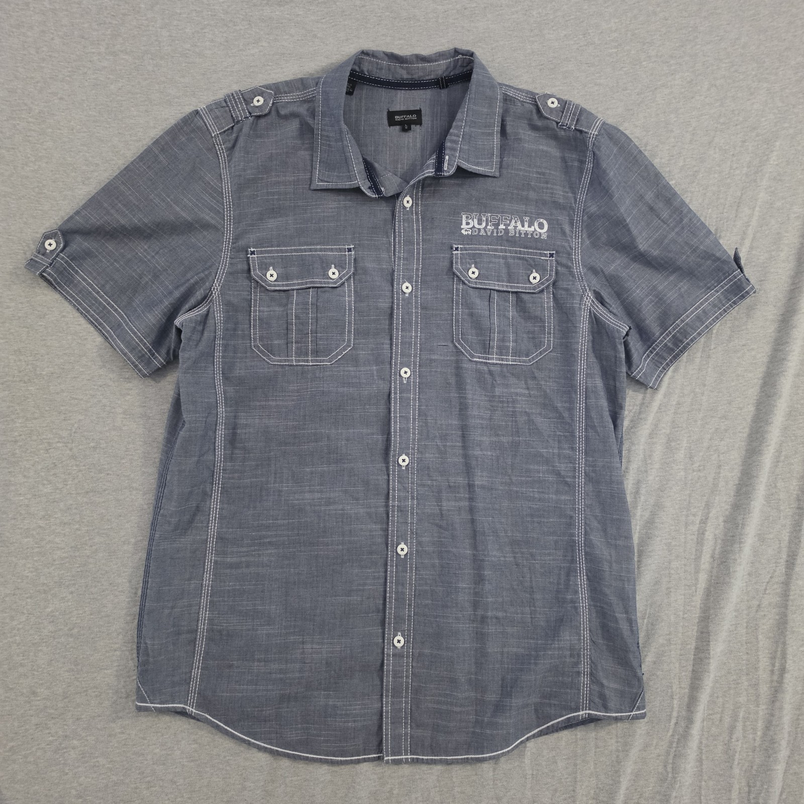 Men’s Buffalo David Bitton Button Down Short Sleeve Shirt Size Large
