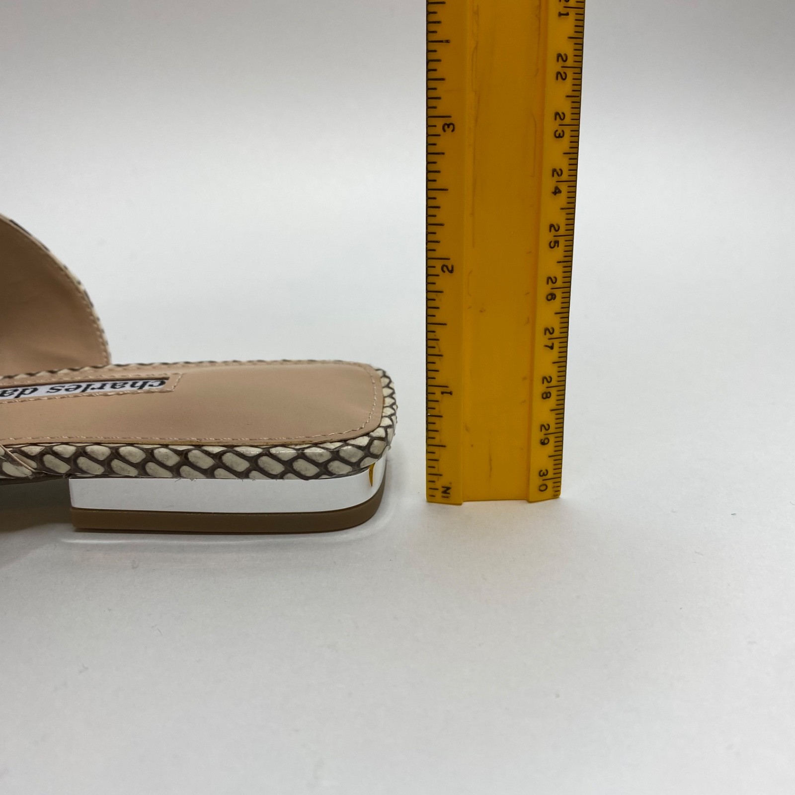 NEW Charles David Silvy Black White Snake Leather Sandals Women’s Size 6M