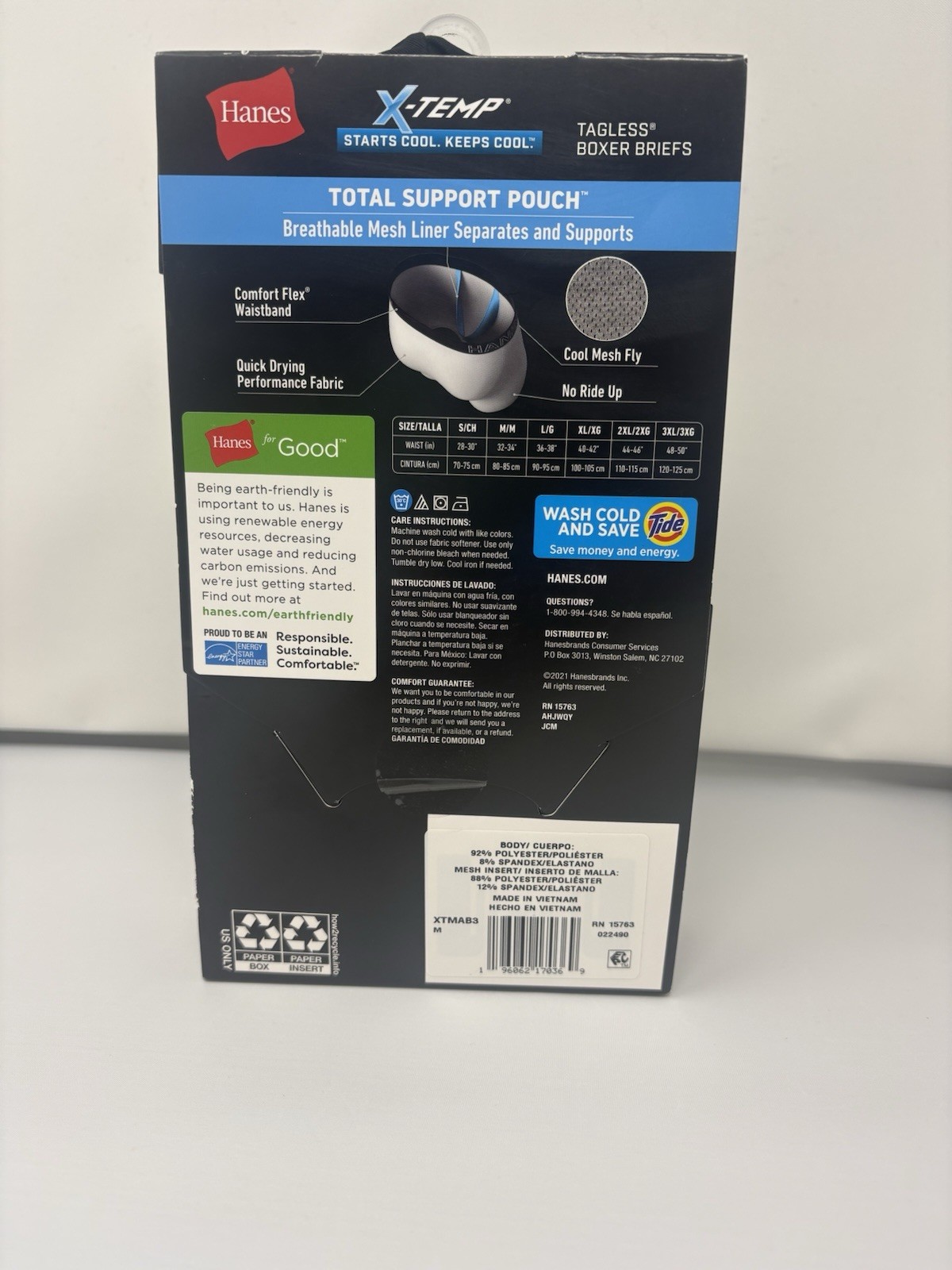 HANES X-Temp MEDIUM Cool Tagless Regular Length Stretch Total Support Pouch Men