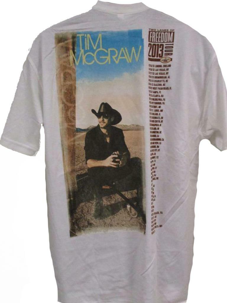 Tim McGraw Mens Sizes S-M-L-XL-2XL 2013 Two Lanes of Freedom Tour Concert Shirt