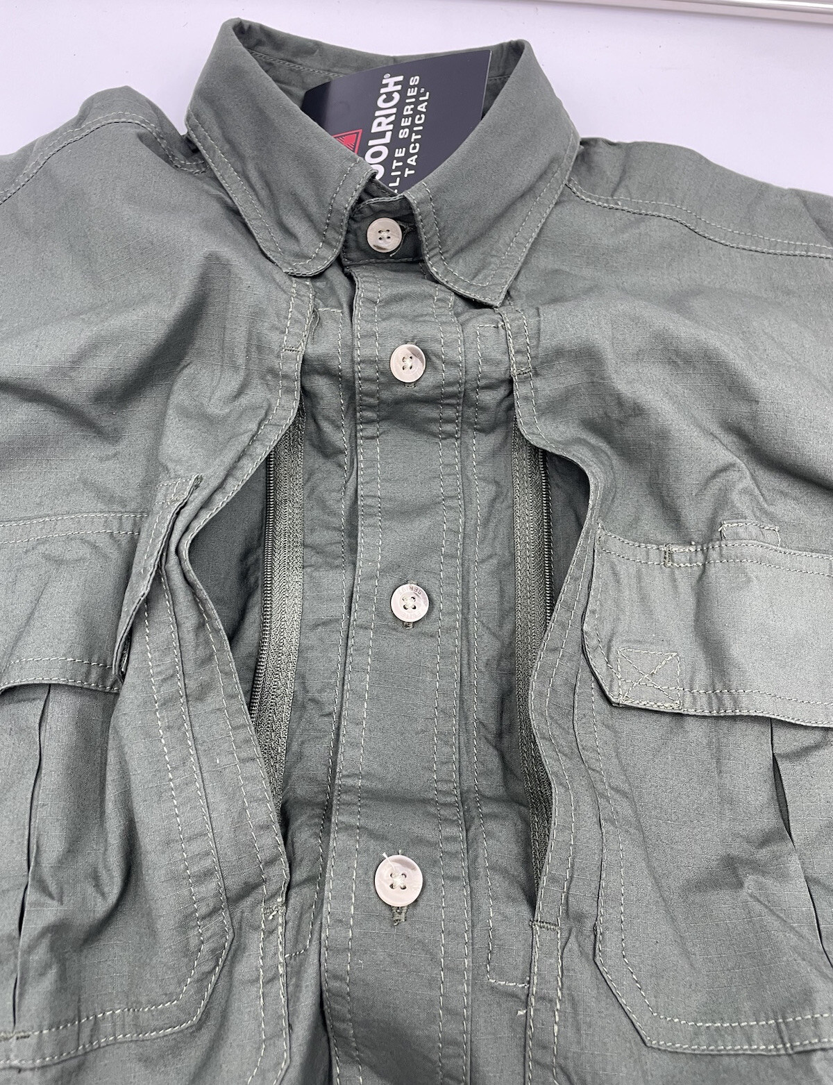 Woolrich Elite Series CCW Men’s Long Sleeve OD Green Operator Shirt Sz L 44912