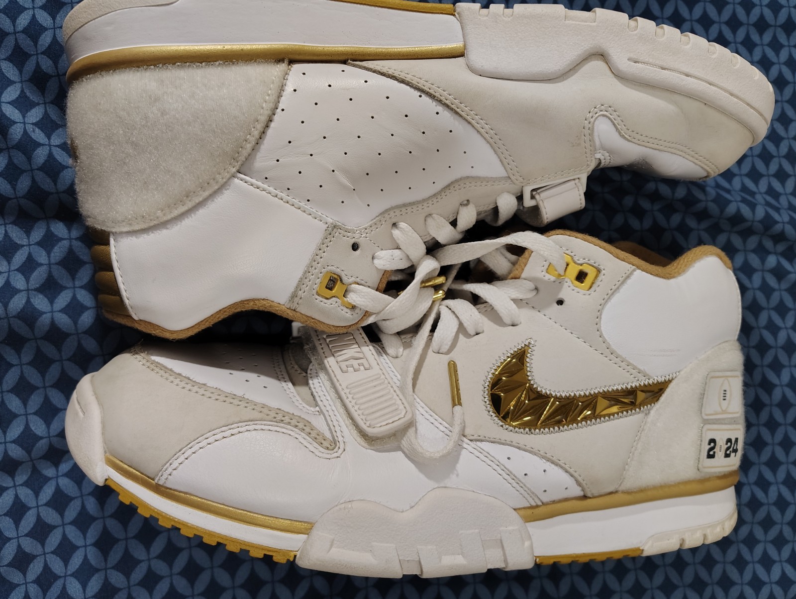 Nike Air Trainer 1 CFP Pack Mid Top Lace Up Strap Leather White/Gold FJ6196-100