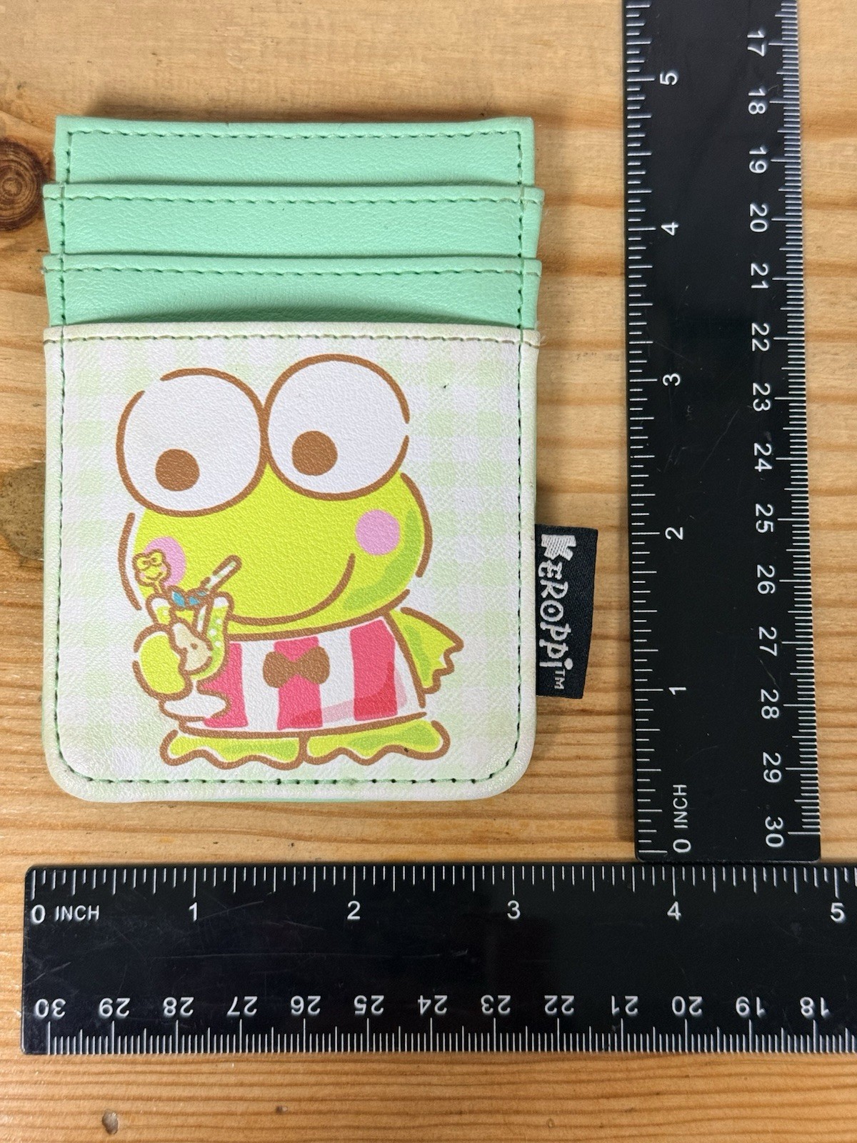 SANRIO Keroppi gingham cardholder