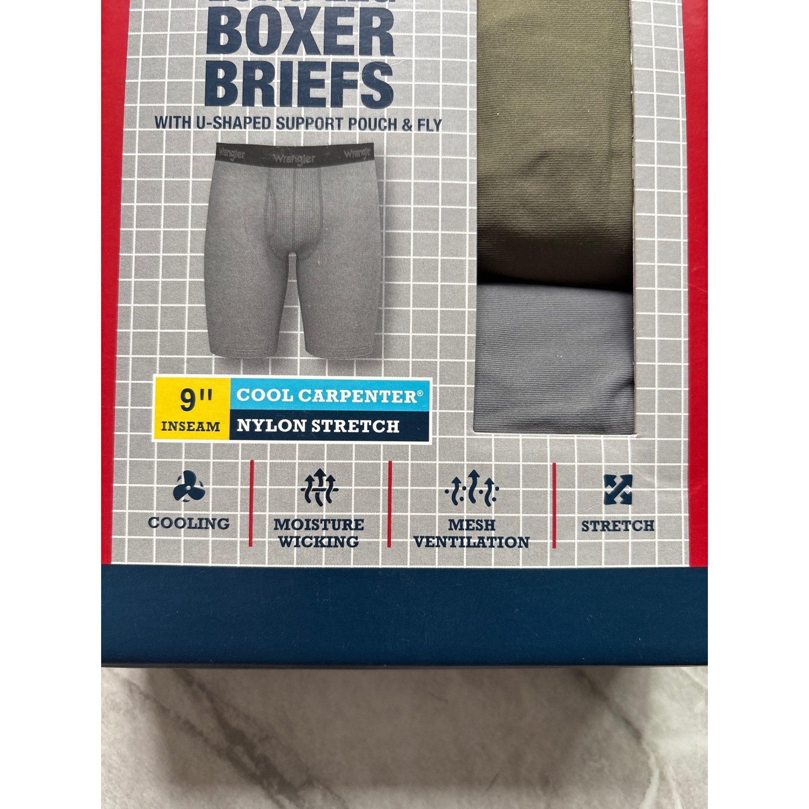 Wrangler Boxer Briefs Men M Multi New 3-Pack Cooling Nylon Stretch 9″ Inseam