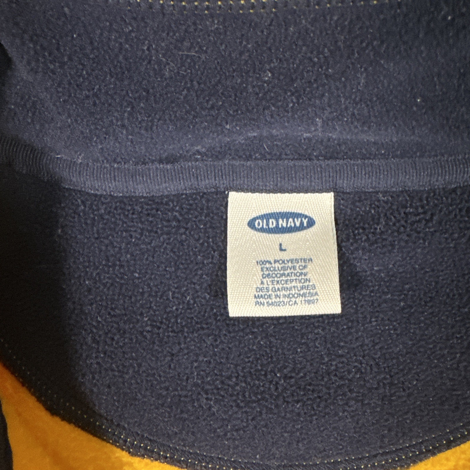 VTG Old Navy Sweatshirt Large Blue Yellow Logo Fleece Quarter Zip Pullover Y2k