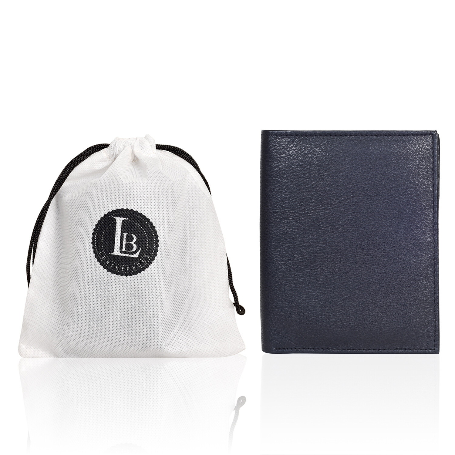 Leatherboss Genuine Leather Men RFID Slim Hipster Credit Card Bifold Wallet