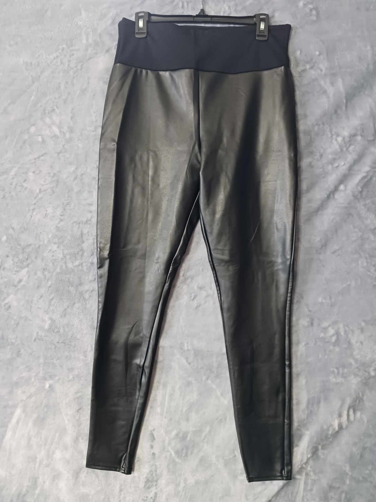 Assets By Spanx Leggings Womens 1X Black Faux Leather Shaping High Rise Ankle