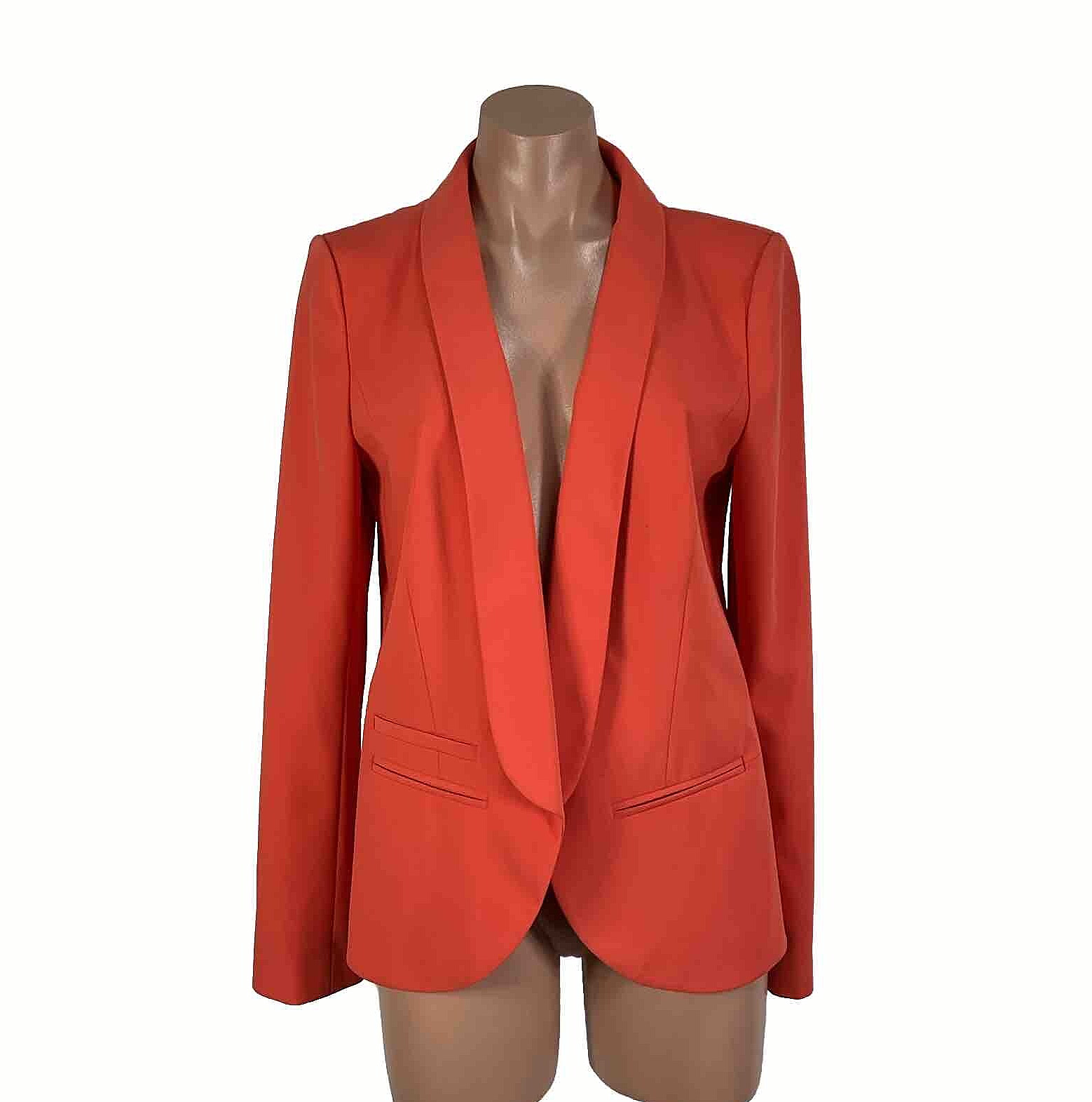 Trouvé Women’s Draped Collar Blazer Jacket Coral Open Front Structured sz M