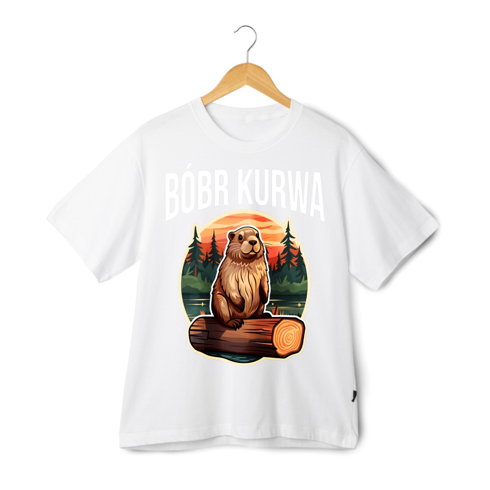 Unisex Black T-Shirt with Beaver Text Graphic for American Casual Style