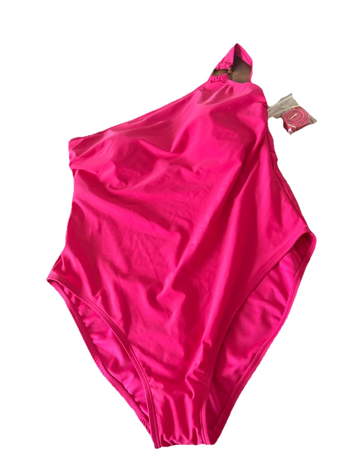 Xhilaration Pink One Shoulder Strappy Lined One Piece Swimsuit 16 D Cup