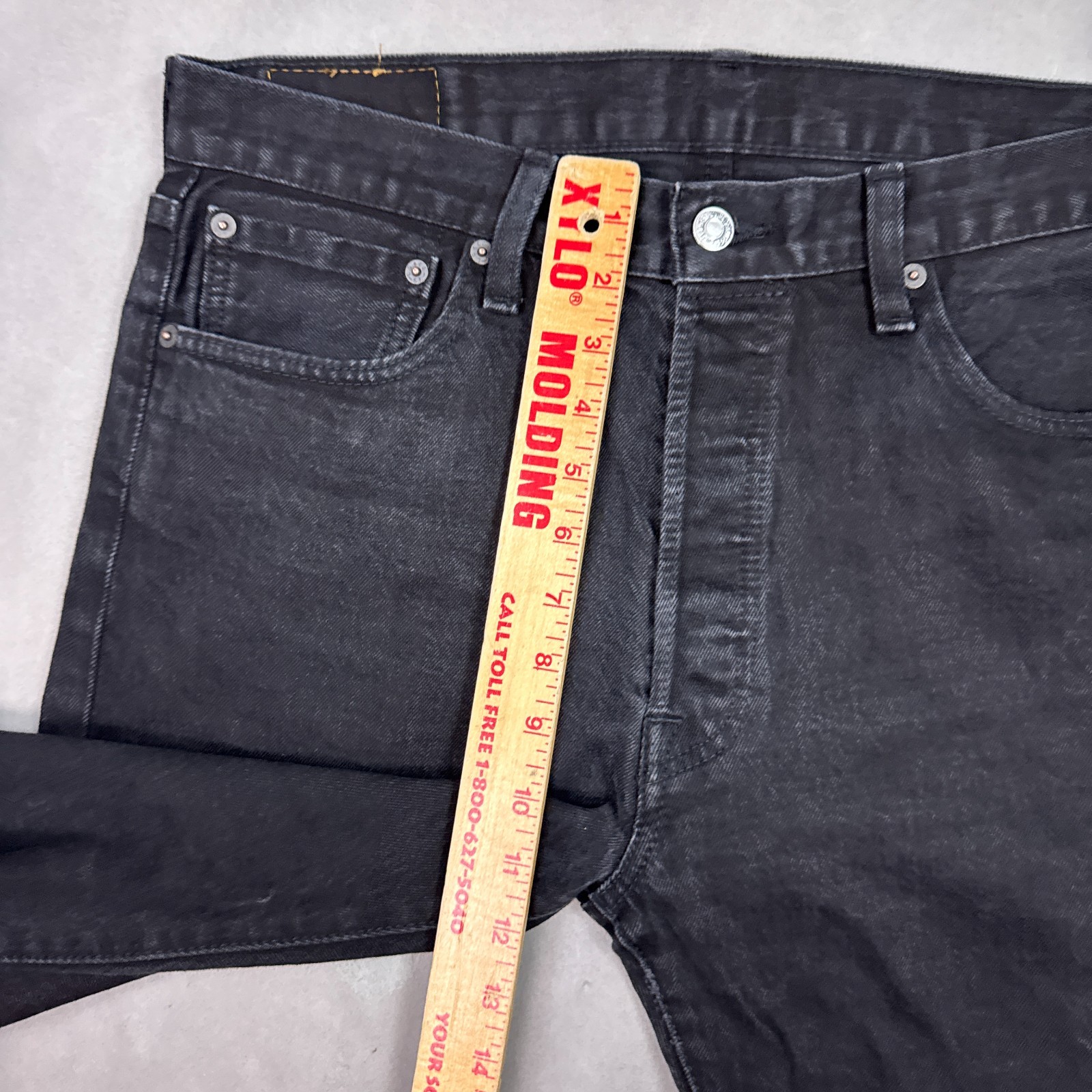 Levis 501 Jeans Mens 34×32 Black Button Fly Denim Pants Straight Dark (Tag34x36)