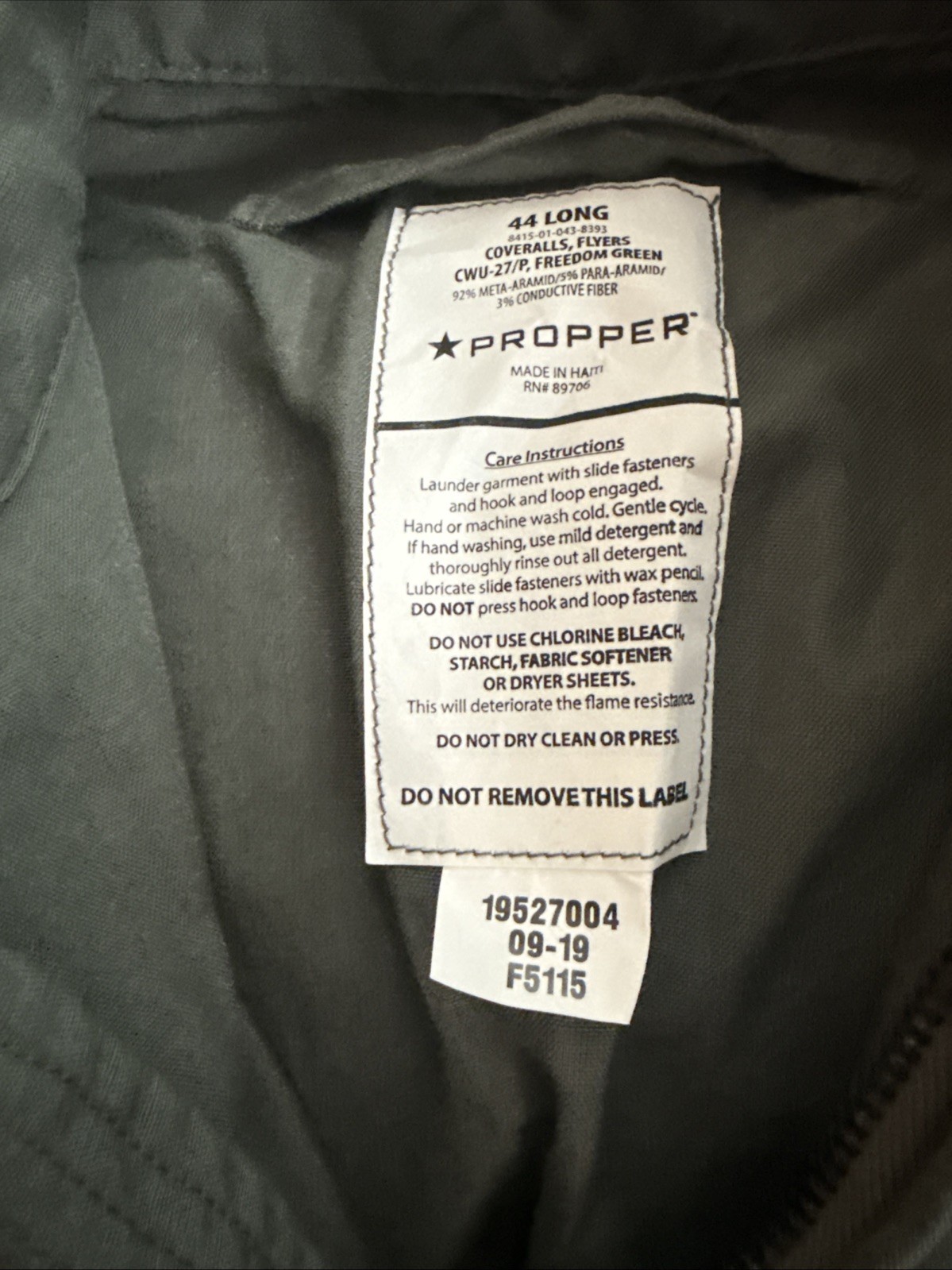 Propper Flyers Coveralls Freedom Green 44 Long Military Meta-Aramid