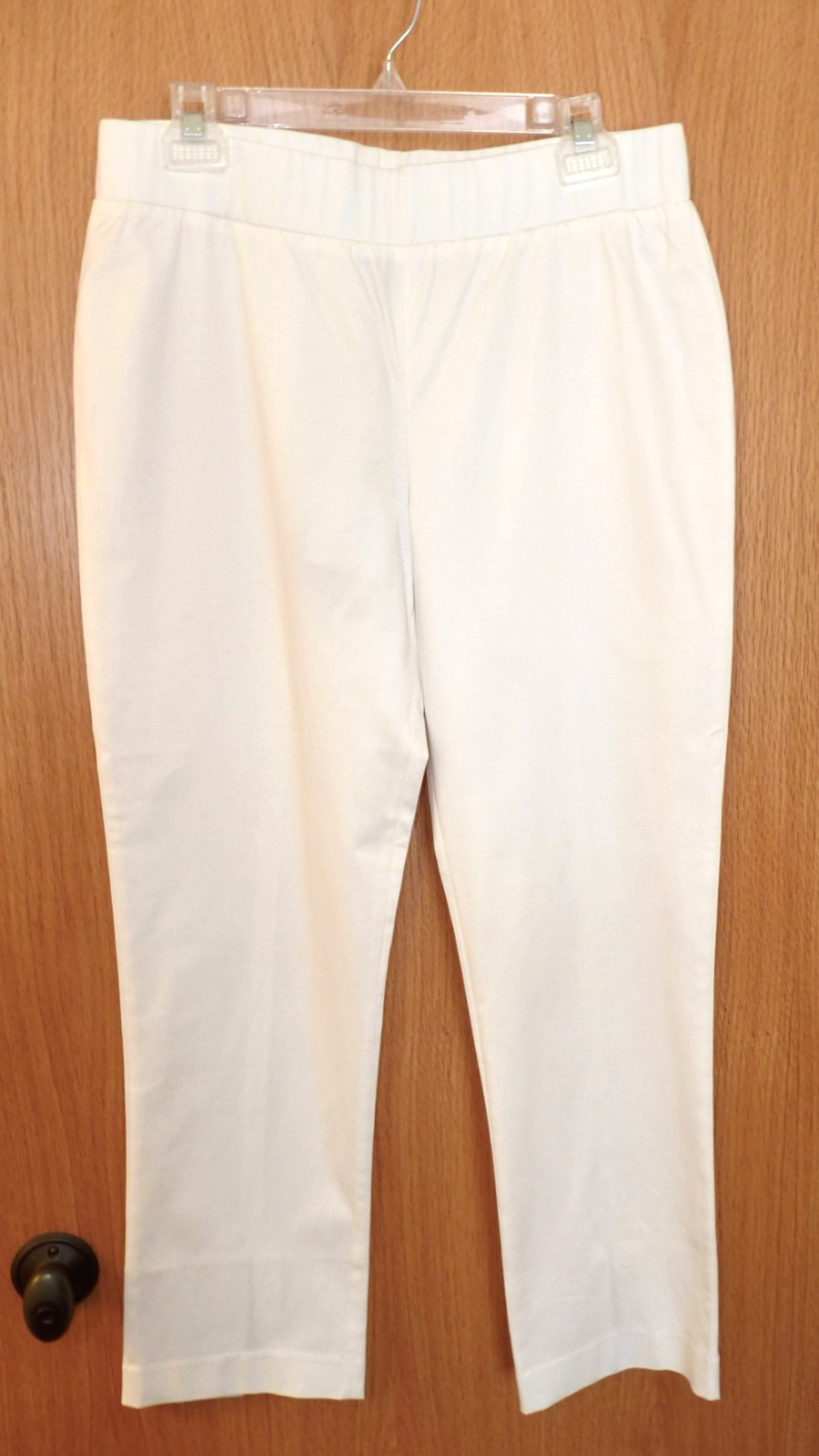 MING WANG White Twill Pants Stretch Waist S NWT!