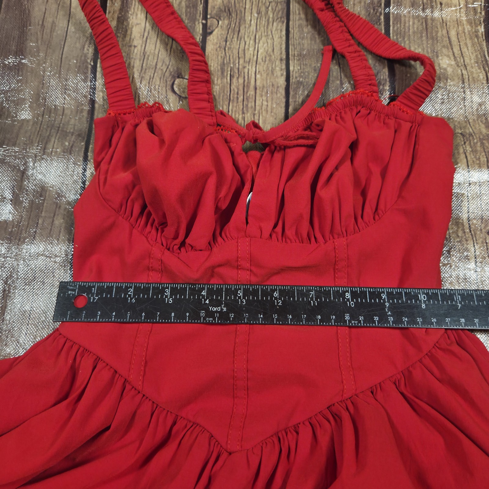 Iris Corset Milkmaid Mini Dress Womens S Red Cottagecore Fairy Romantic