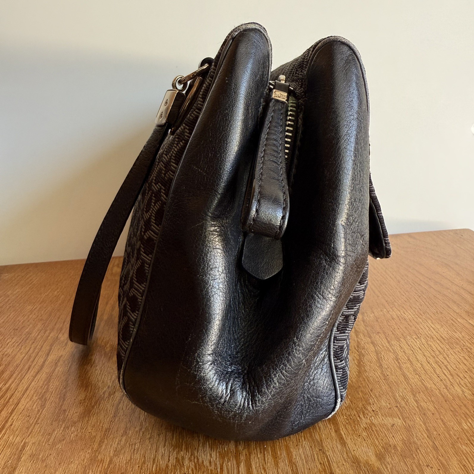 COACH Purse Madison Madeline Satchel/ Black and Grey 25215