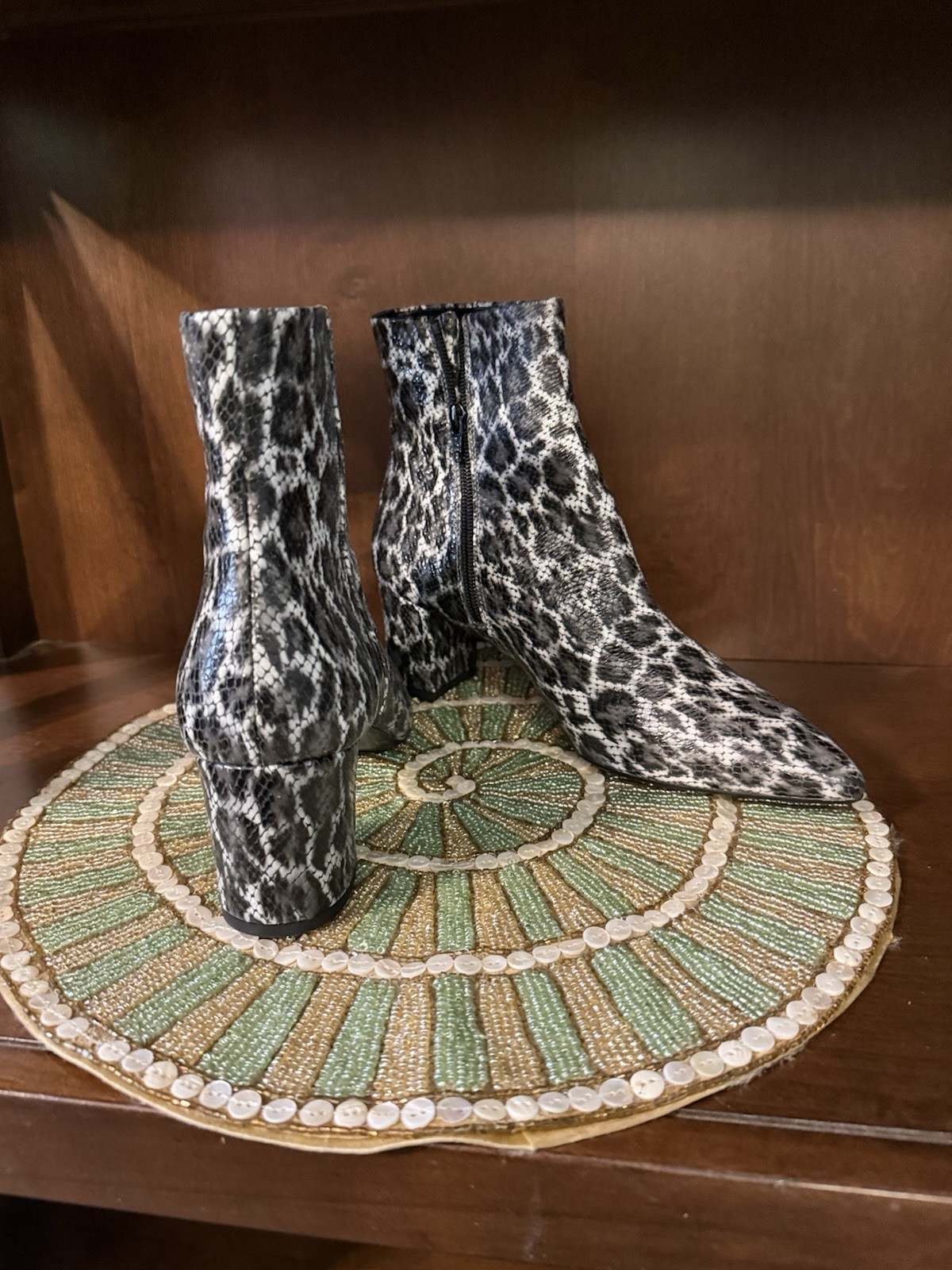 New AGL Women’s Ankle Boots – Snake Print Leather – Made in Italy – Designer Lux