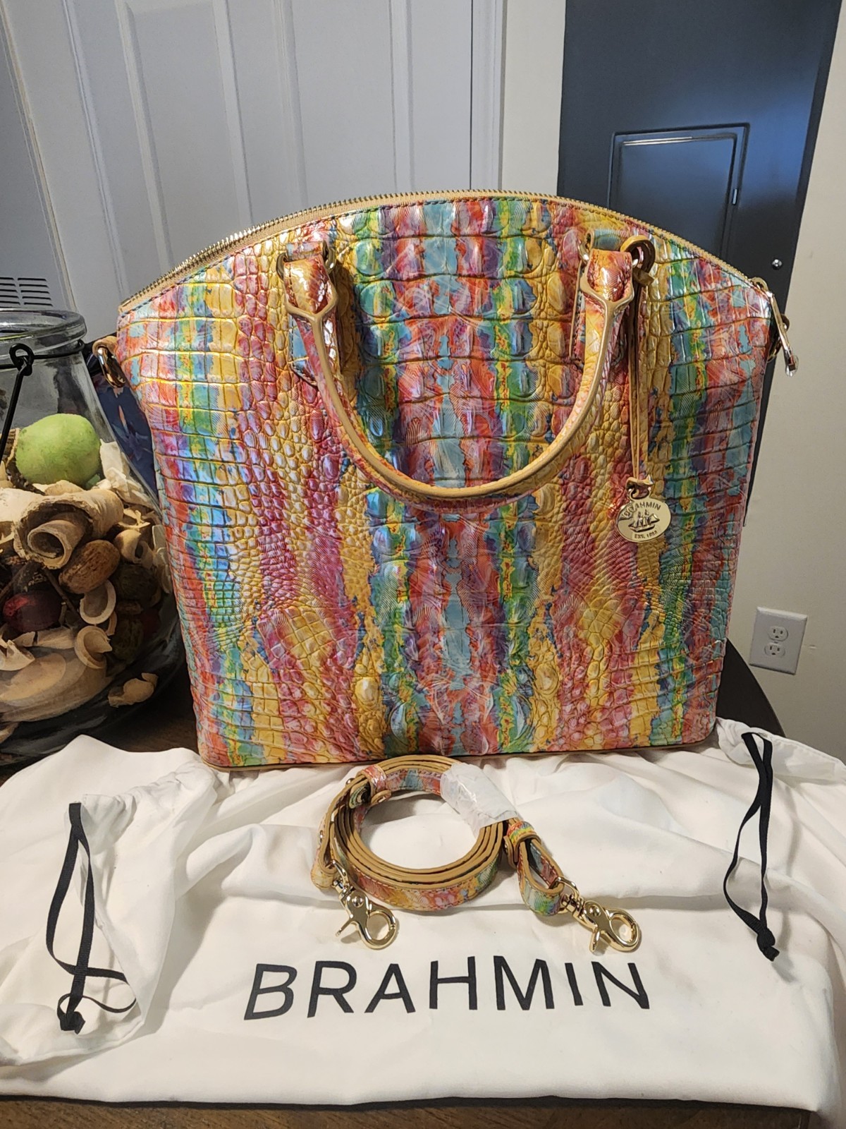 “NWT” Brahmin Large Duxbury Satchel/Shoulder Bag in Saltwater Taffy Melbourne