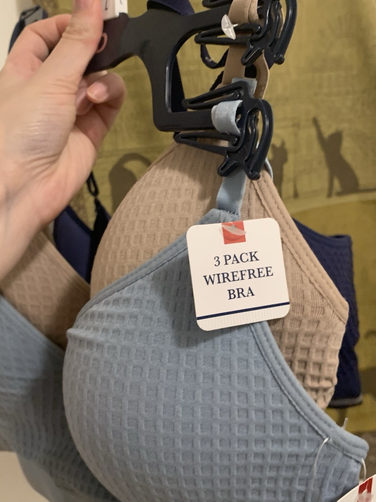 IZOD Women’s 3-Pack Wireless Bralette Bra Set Size L Solid Blue Beige Navy