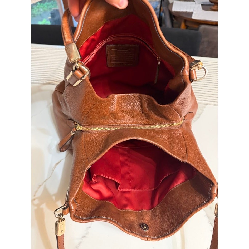 Coach Madison Phoebe Leather Shoulder Bag Pebbled Brown Hobo Handbag 26224