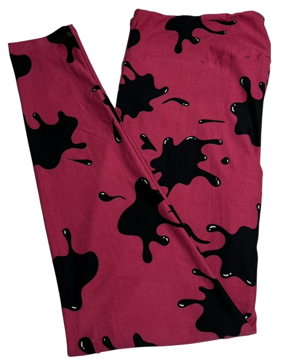 LuLaRoe Leggings TC Tall Curvy RASPBERRY PINK Blob ART Drip SPLAT Ink Paint SOFT