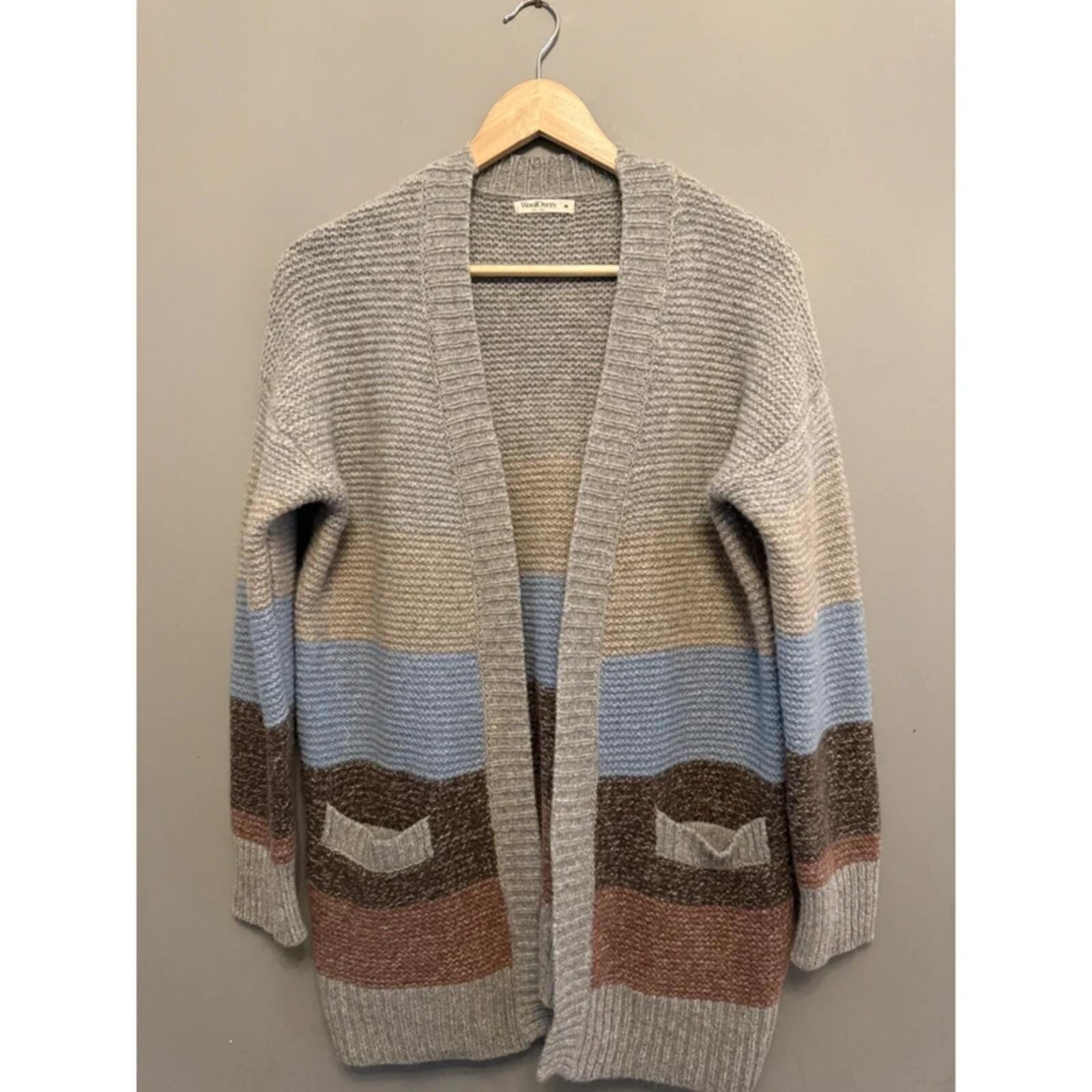 Woolovers 100% Lambswool Cardigan striped Size M