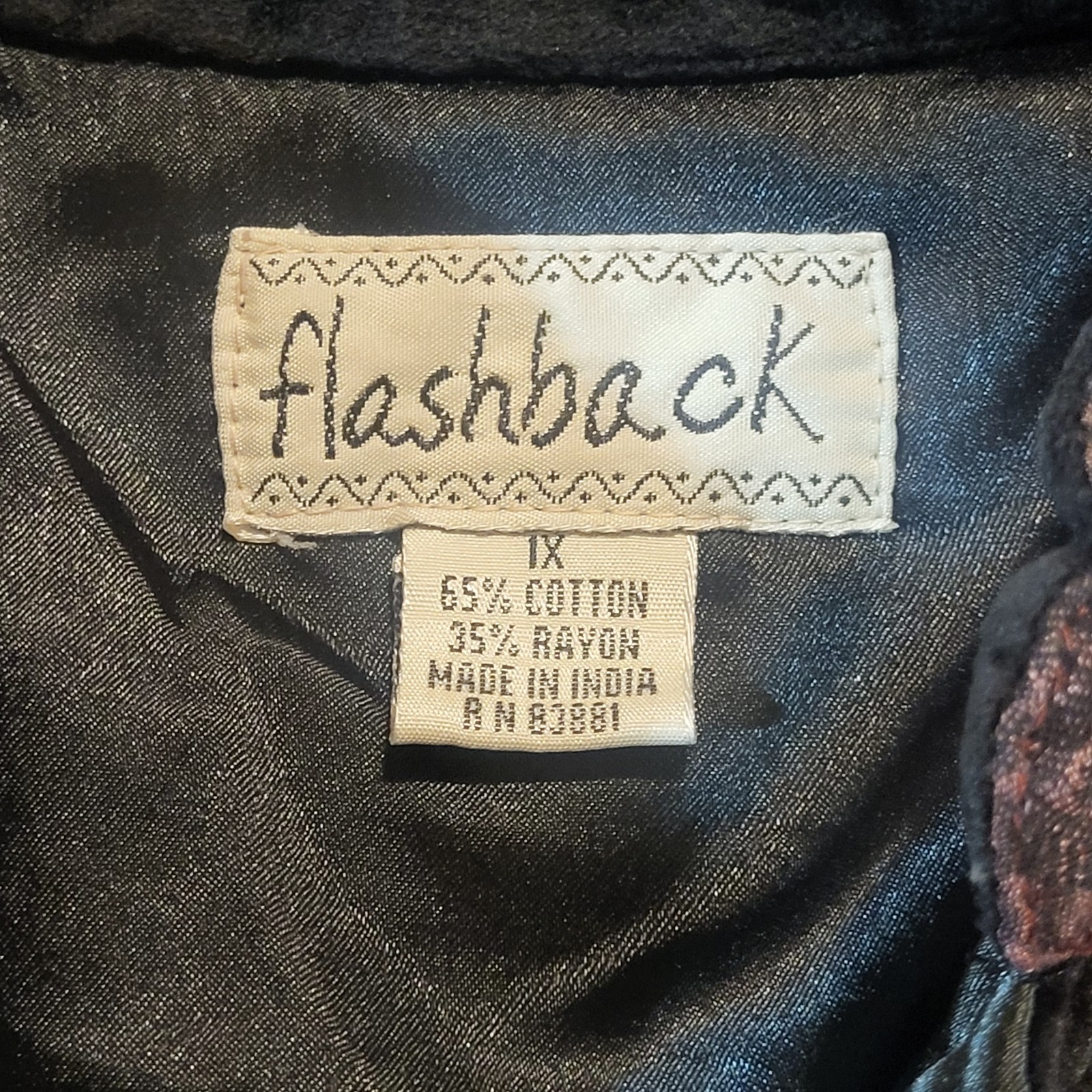 Flashback Patchwork Jacket Blazer Sz XL Texture Velvet Metallic Button Lined
