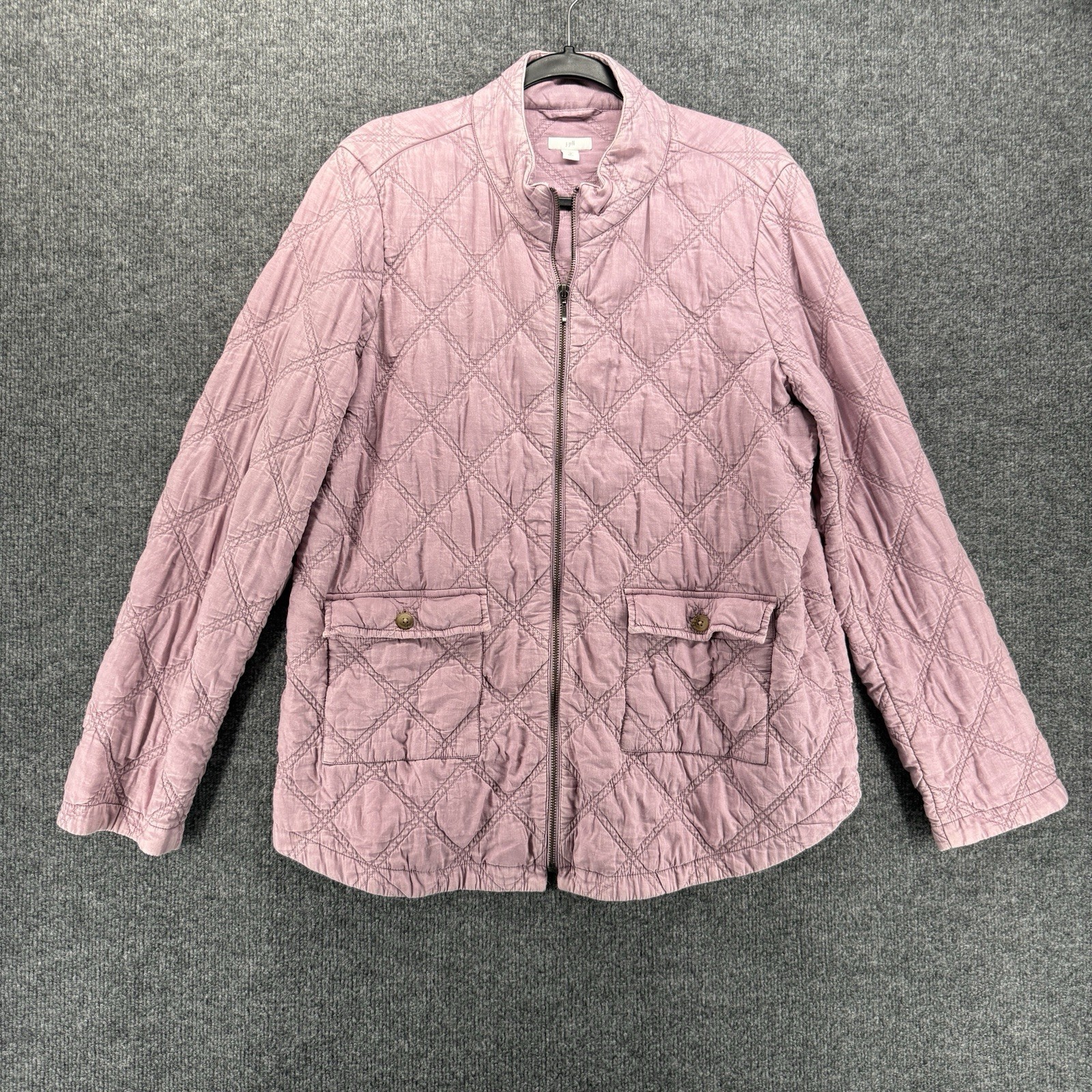 J Jill Jacket Womens M Tall Purple Quilted Button Up Ranch Boho Cottagecore Hobo