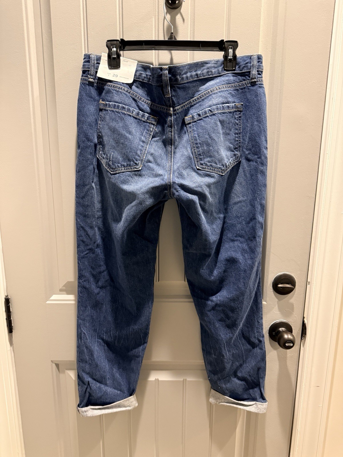 LOFT High Waist Boyfriend Medium Wash Cuffed Tapered Jeans, Size 8/29