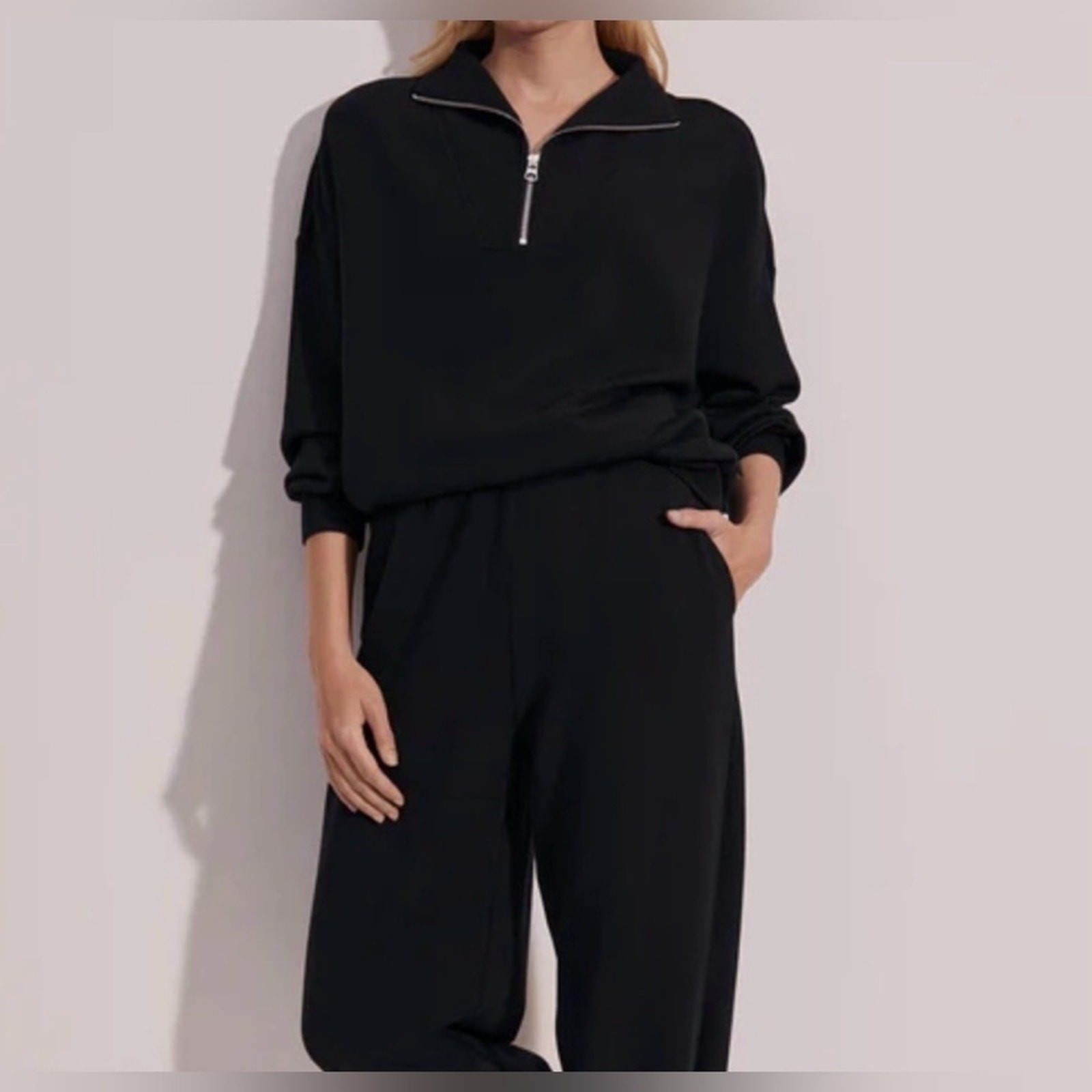 Varley Hawley Black Half-Zip Sweat Oversized DoubleSoft® Sweatshirt Pullover XS