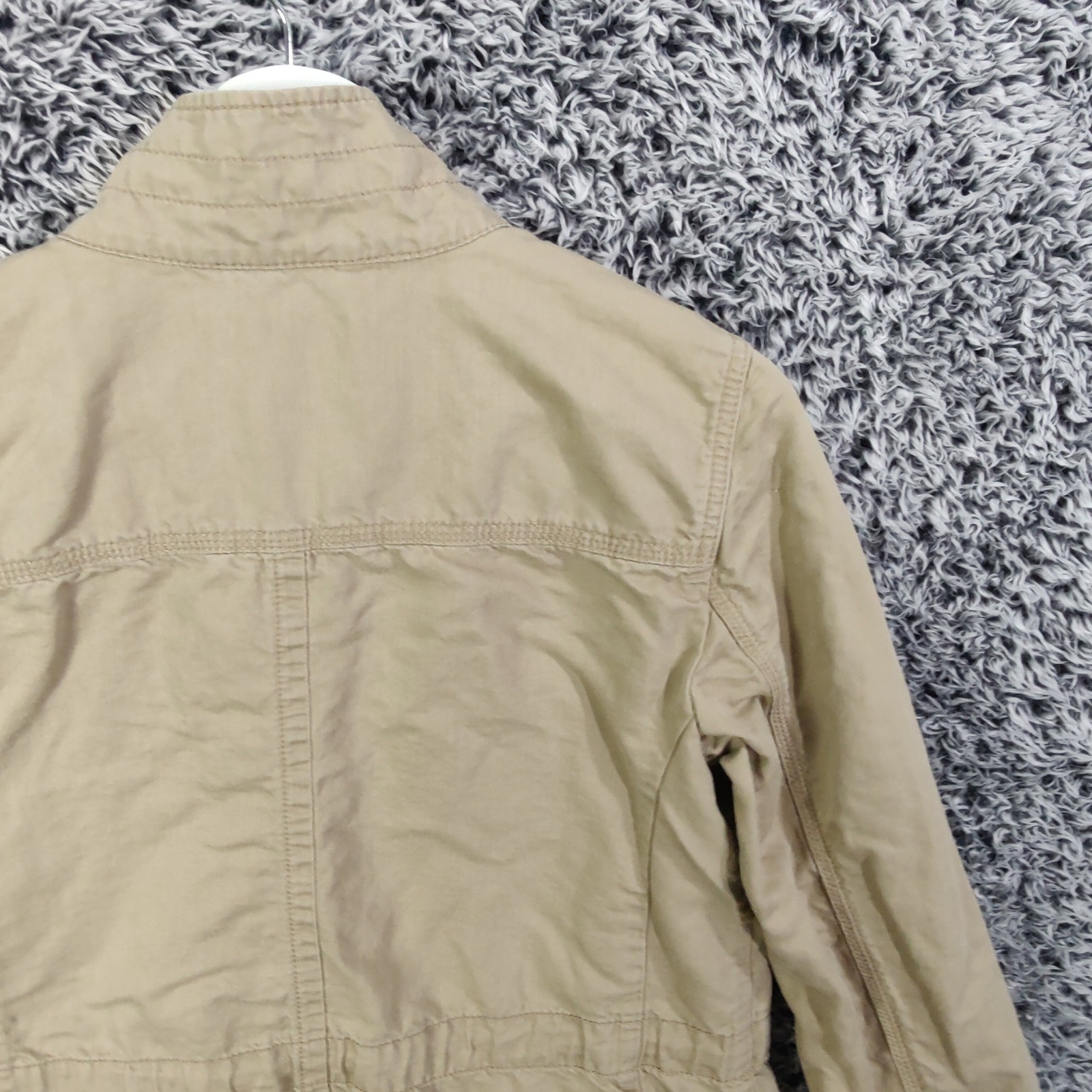 Talbots Khaki Utility Linen Lyocell Jacket Women Small Button Long Sleeve Safari