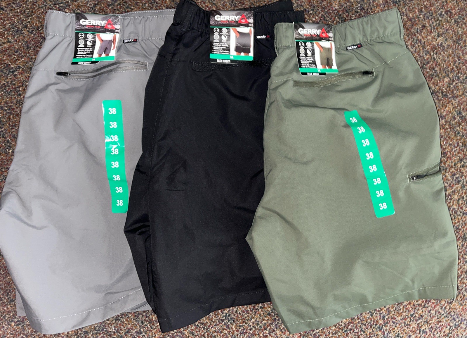 Gerry Men’s Tech Shorts Black Green Gray 1841021 VARIOUS SIZES PICK NWT
