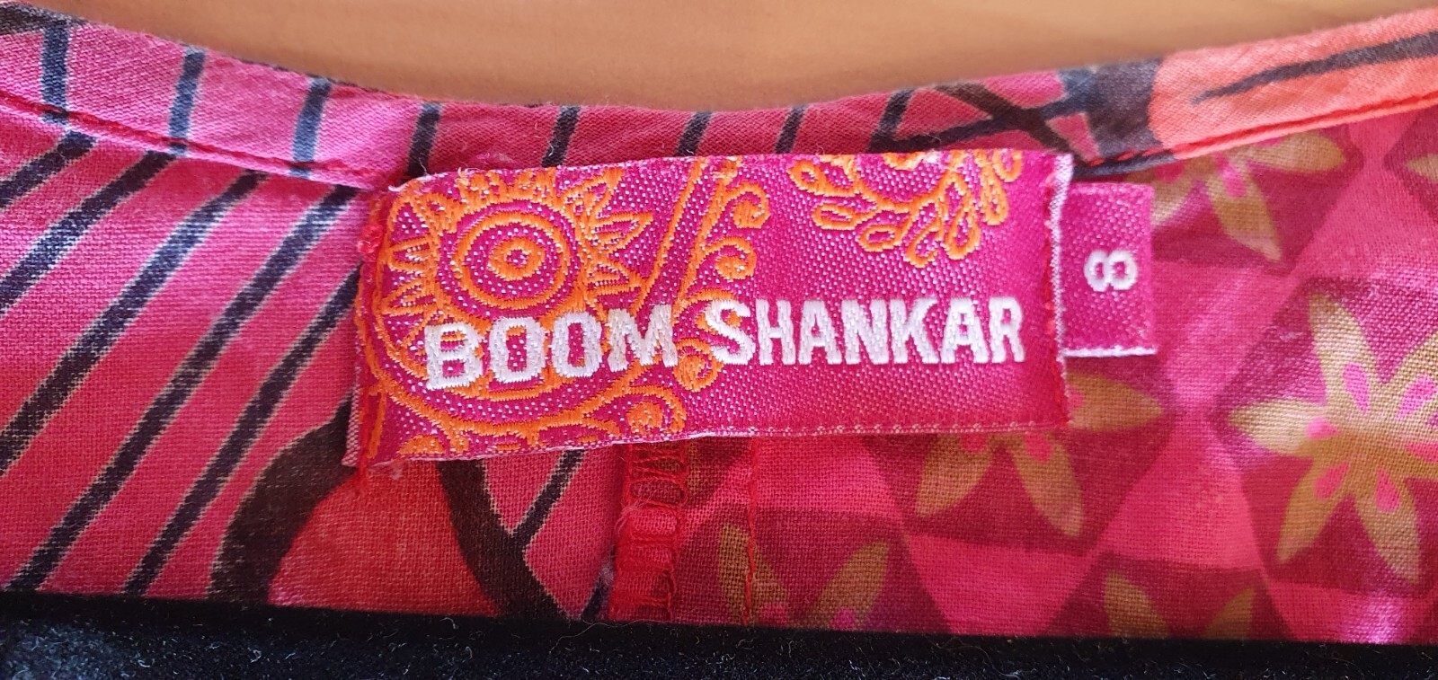 Boom Shankar Sz 8 Dress S/Sleeve Boho Printed 100% Cotton