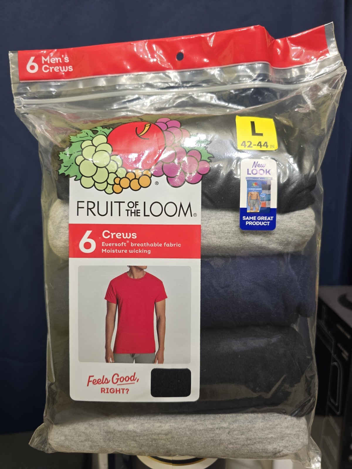 Fruit of the Loom Men’s Undershirt 6-Pack, Moisture-Wicking, Tag-Free