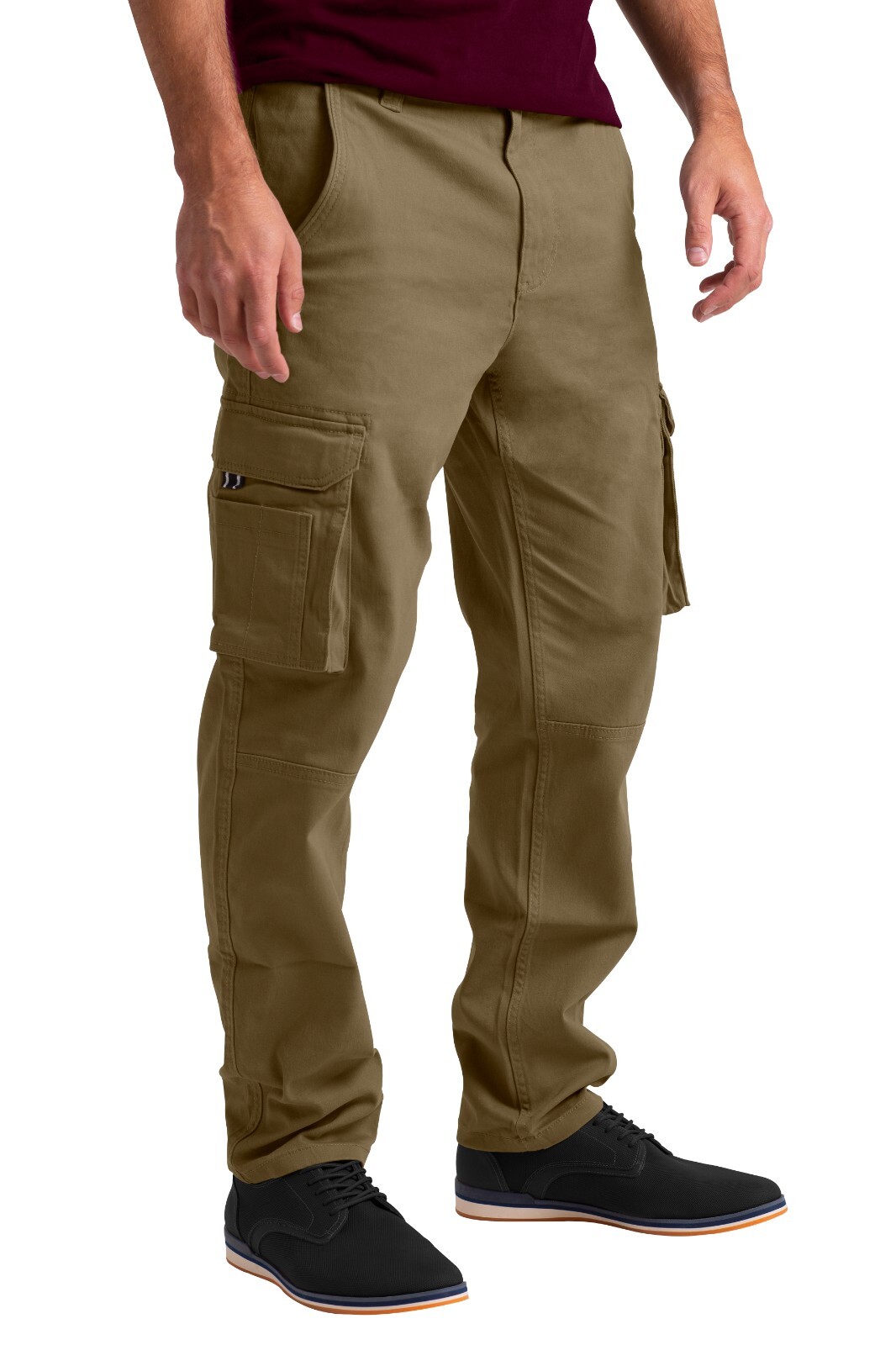 Mens Cargo Combat Flex Work Trouser Relax-Fit Multi Pocket Stretch Workwear Pant