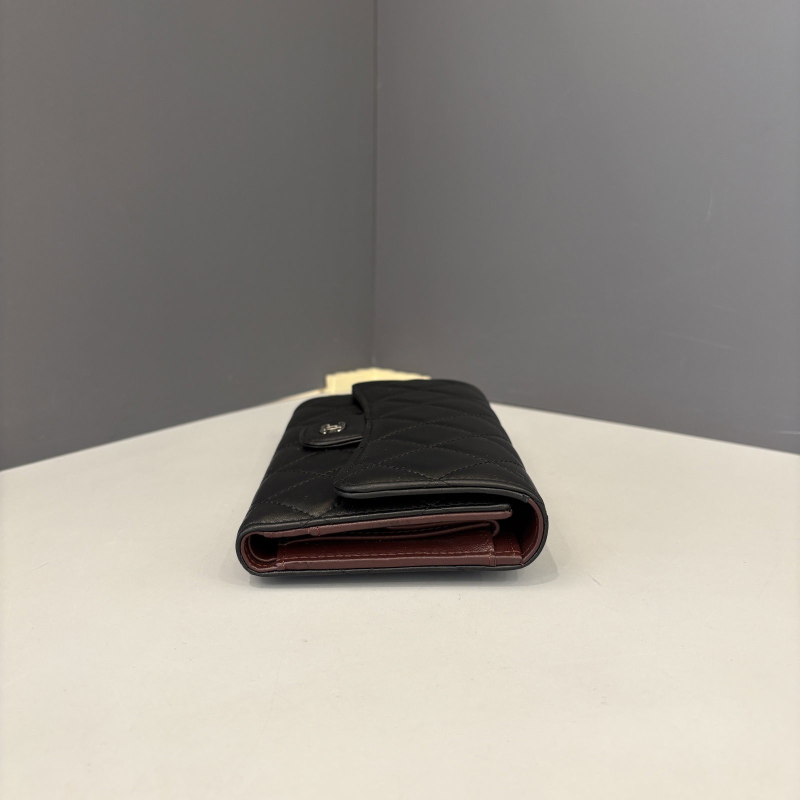 Chanel Classic Flap Continental Wallet Burgundy Black Lambskin (gv042426a1)