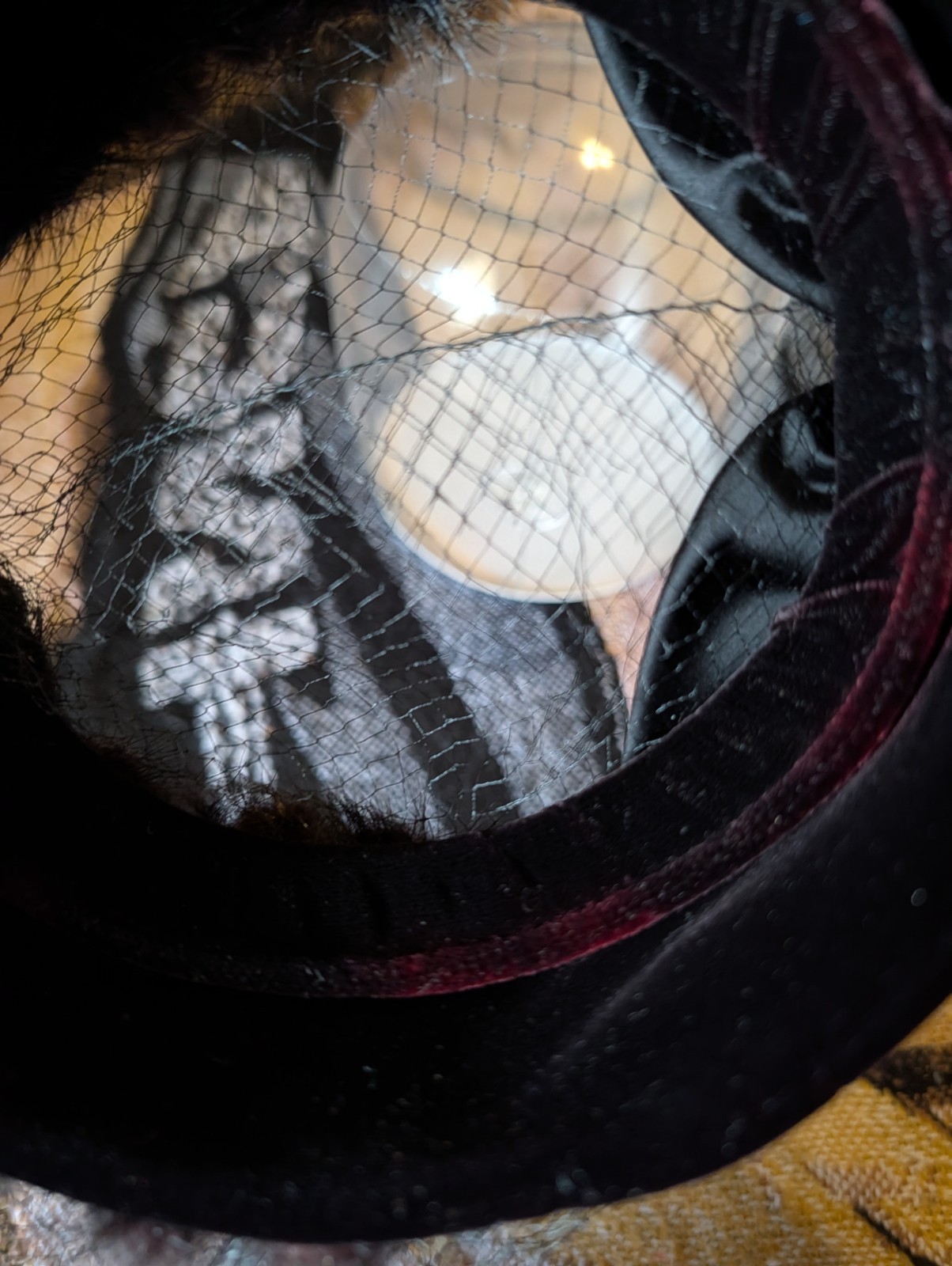 Vtg Womens Veil Hat 30s 40s 50s 60s Black Mink Fur
