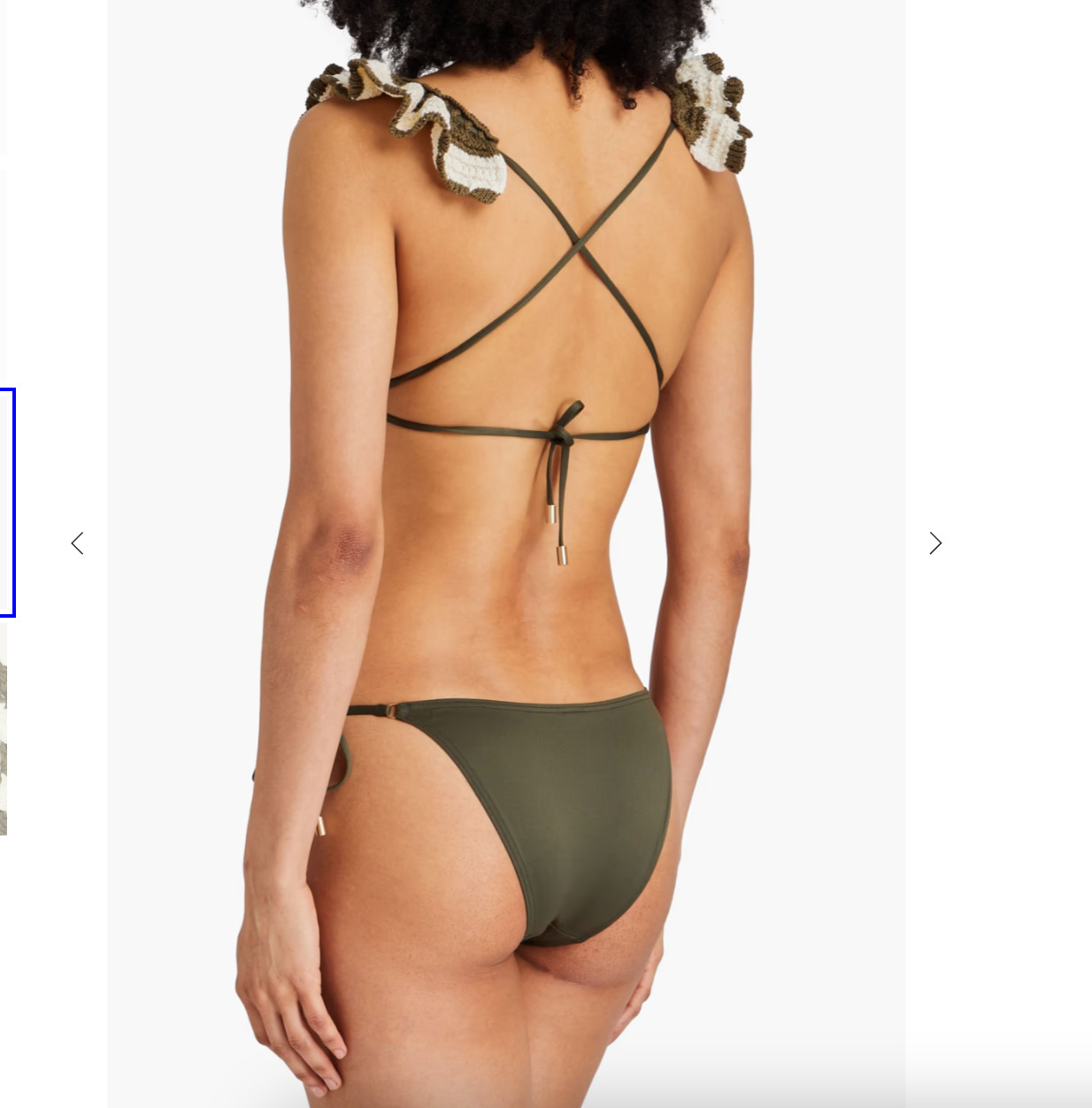 ZIMMERMANN Ruffled crocheted cotton triangle bikini and Olive bikini bottoms