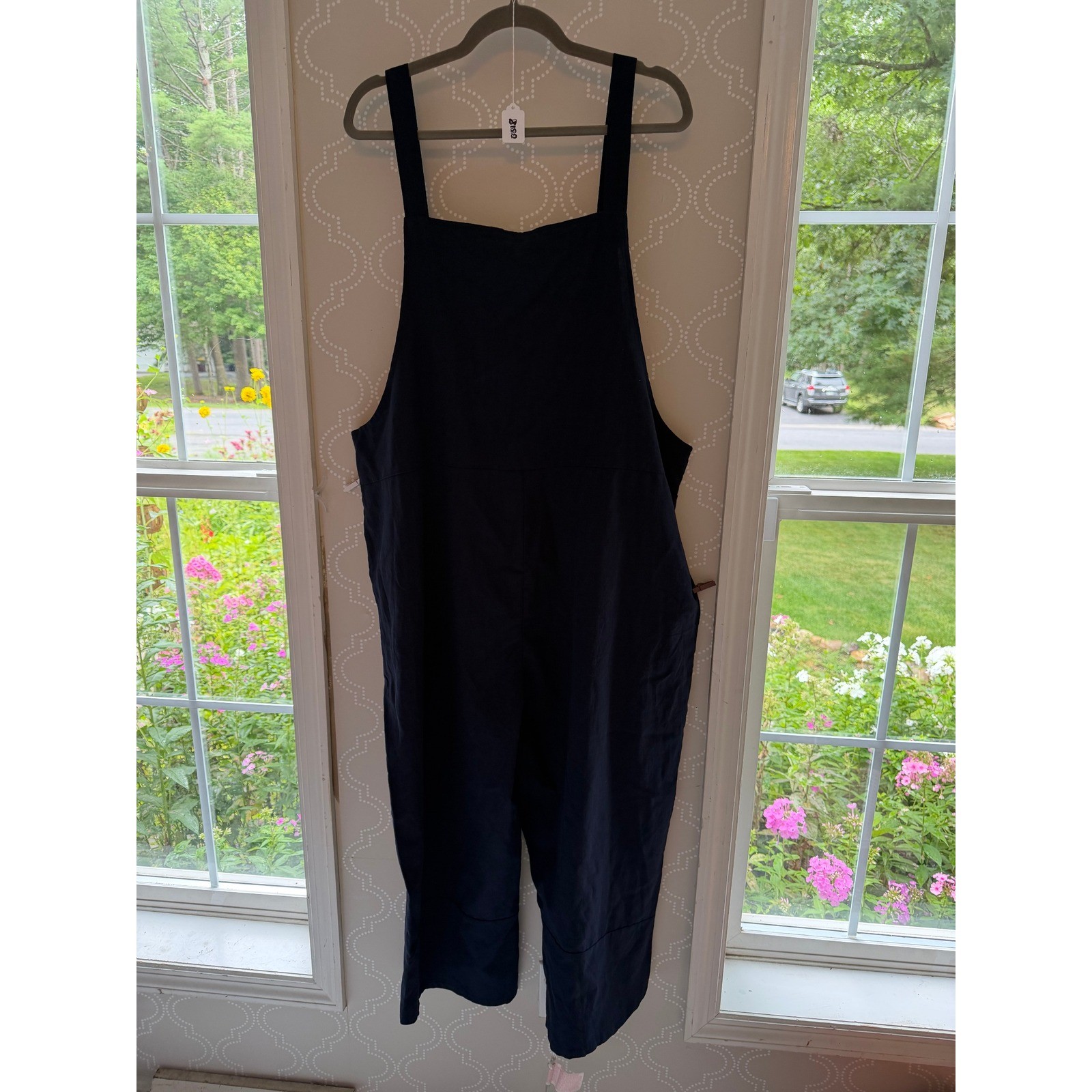 Amazon Brand Overalls Cotton Linen Wide Leg Navy Blue Jumpsuit Size L TY-0269