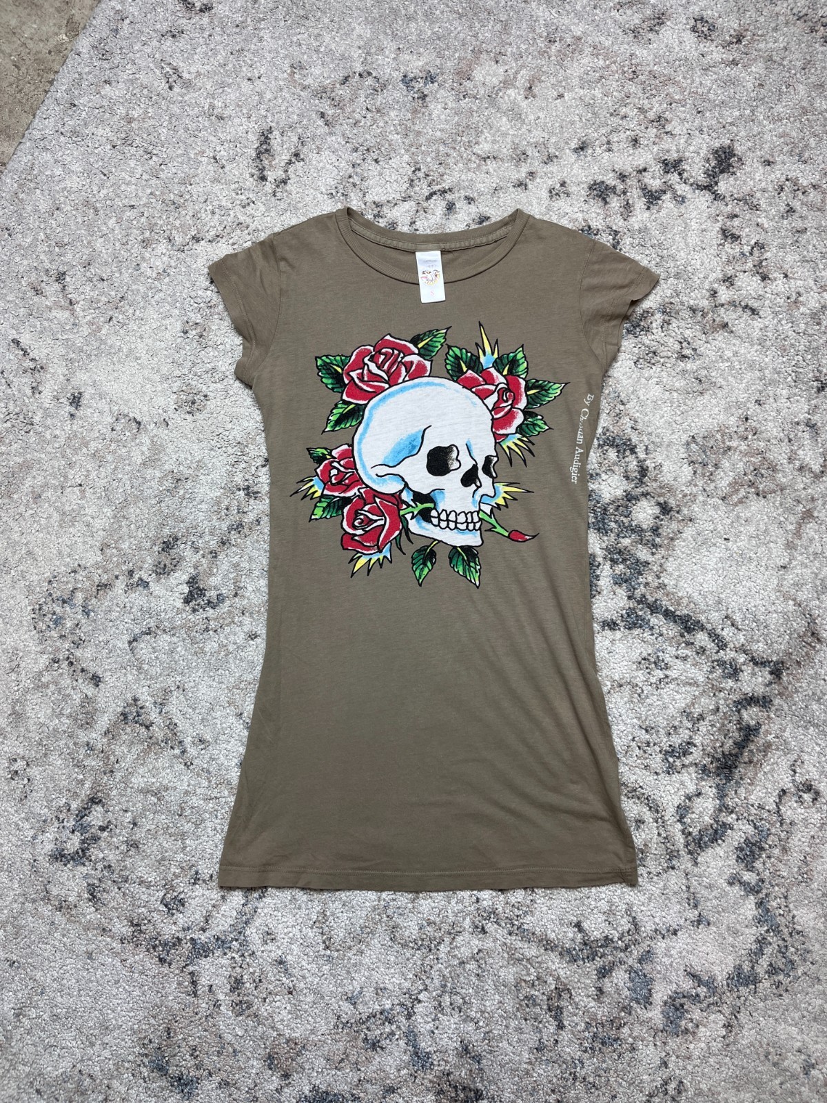 2000s ED HARDY BY CHRISTIAN AUDIGIER SKULL ROSES Y2K LONG TEE