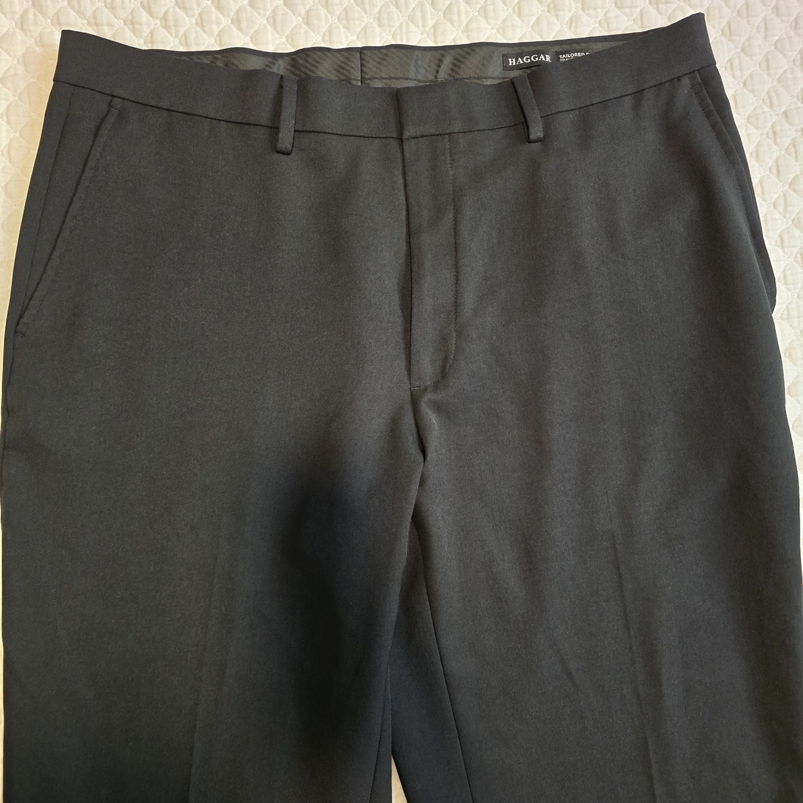 Haggar Mens Tailored Fit Travel Performance Suit Pants Black 38×30 WPL386