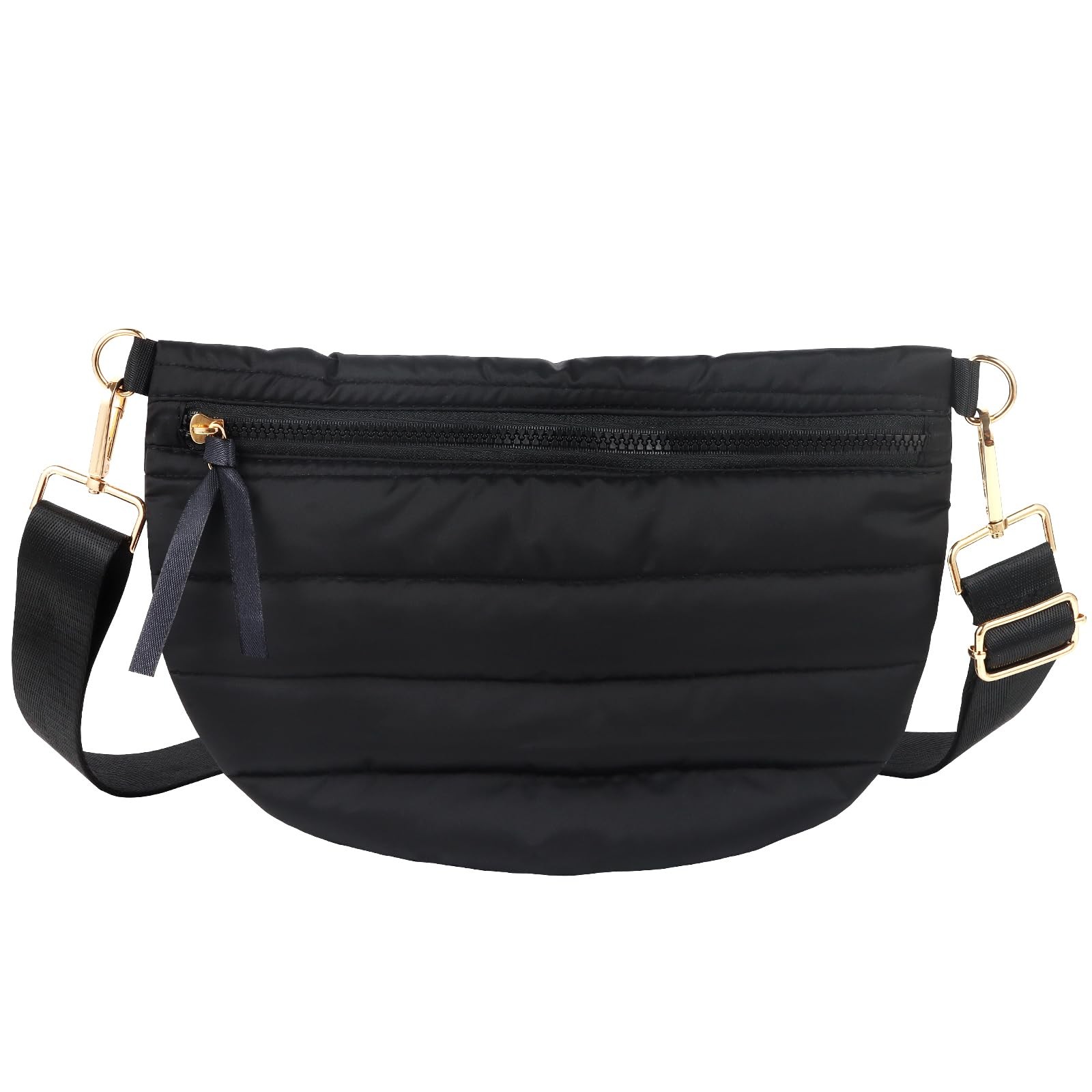 Quilted Crossbody Bags for Women 12 inches x 8 x 0.6 inches, BLACK